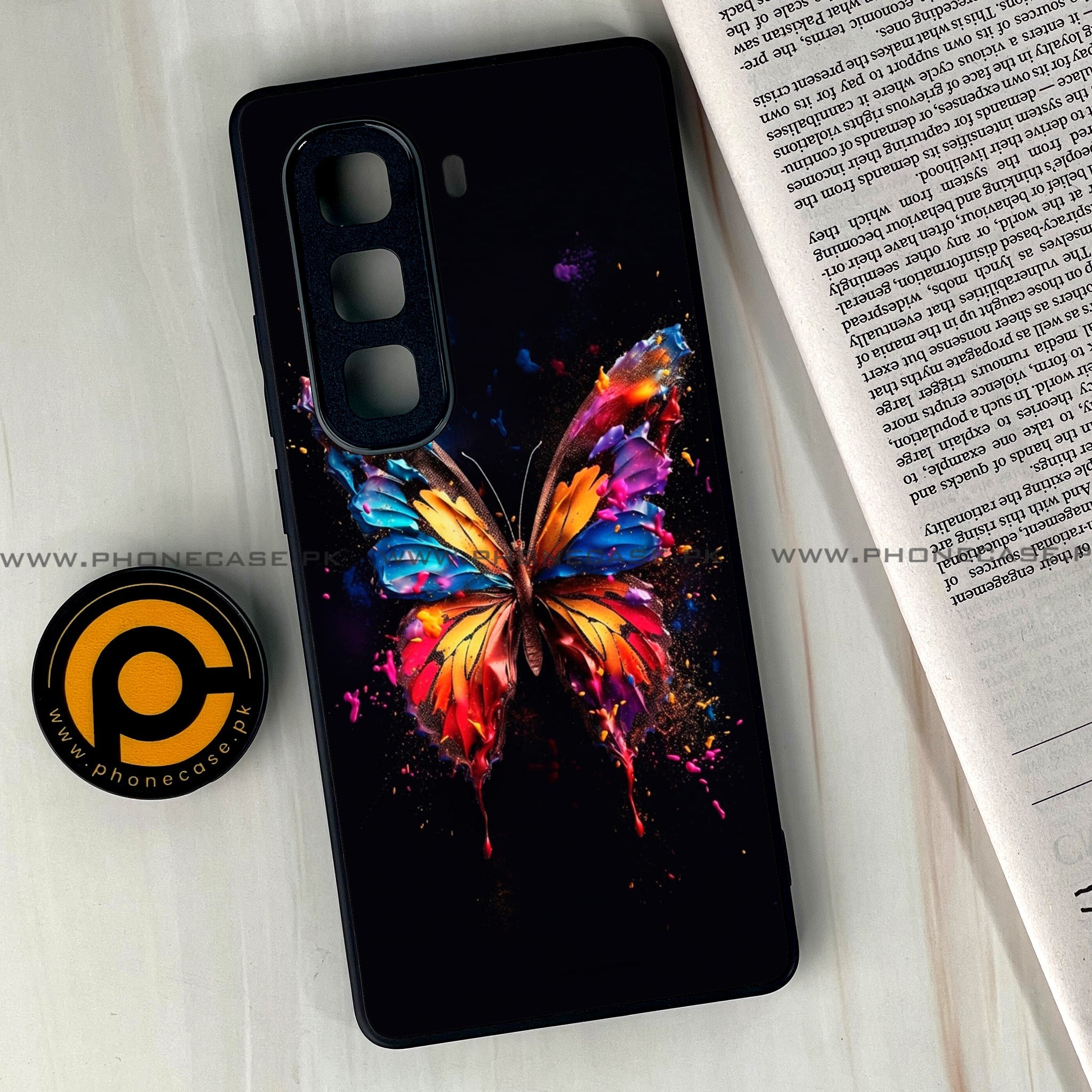 Infinix Hot 60 Pro Plus - Butterflies Design Series - Premium Metal Printed soft Bumper shock Proof Case
