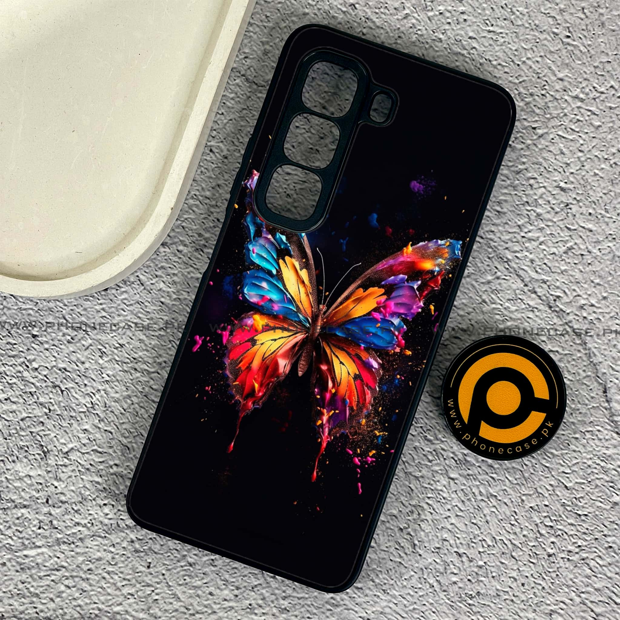 Infinix Hot 50 4G - Butterflies Design Series - Premium Printed Glass soft Bumper shock Proof Case