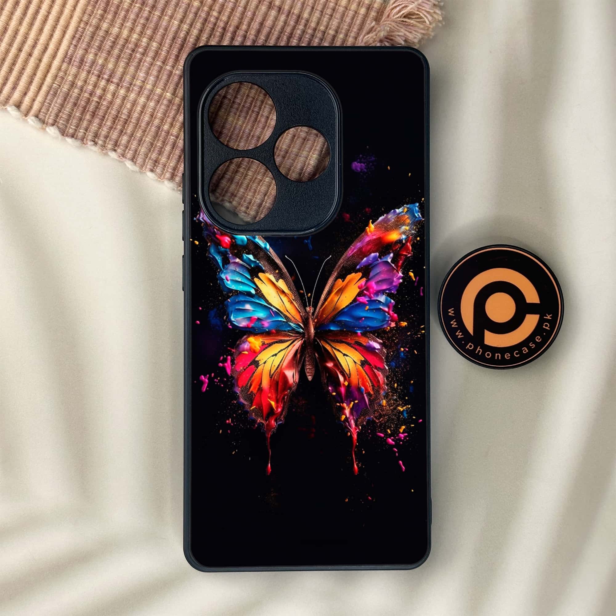 Realme GT 6 - Butterflies Design Series - Premium Metal Printed soft Bumper shock Proof Case