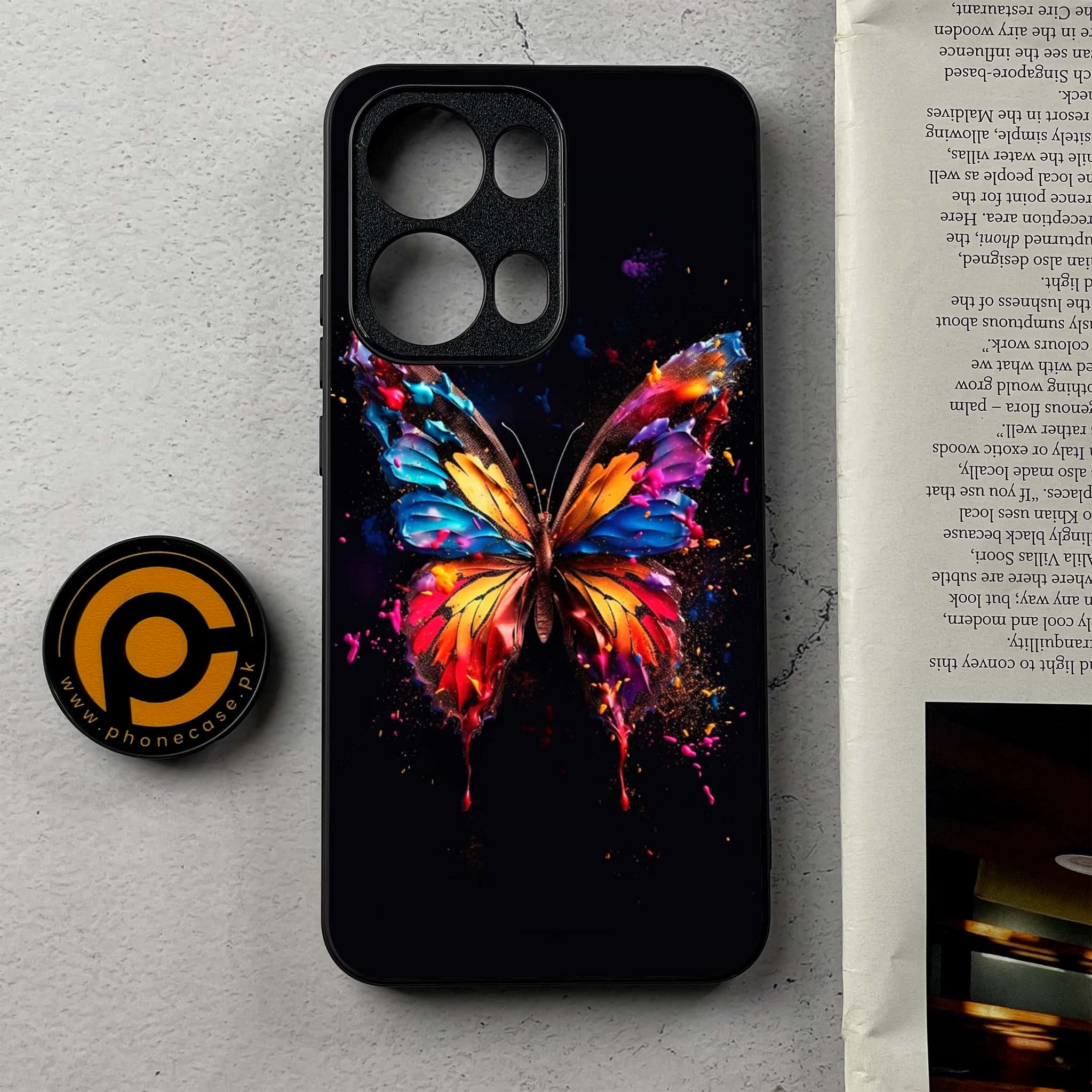 Oppo Reno 13 Pro - Butterflies Design Series - Premium Metal Printed Soft Bumper Shockproof Case