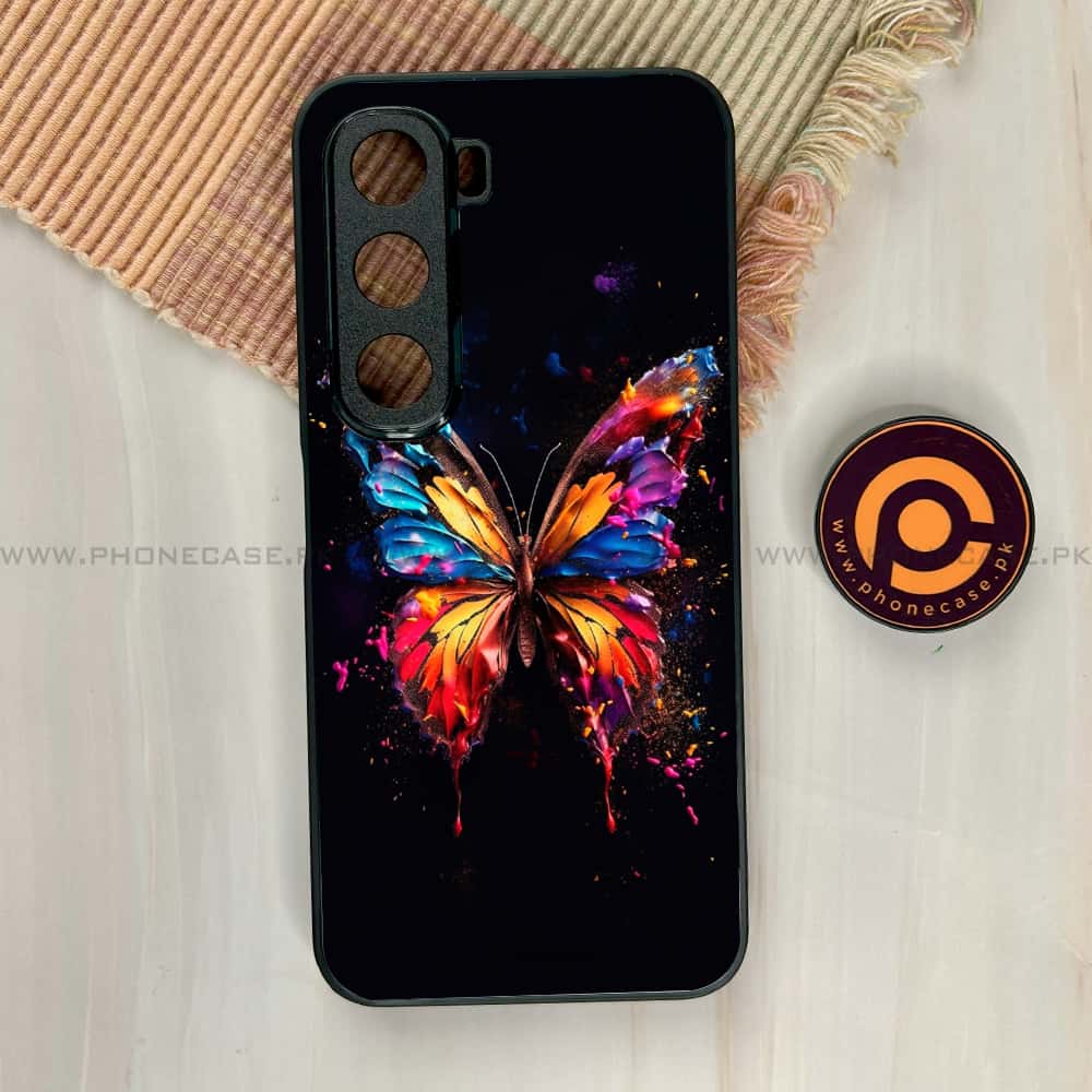 Infinix Hot 60i - Butterflies Design Series - Premium Metal Printed soft Bumper shock Proof Case