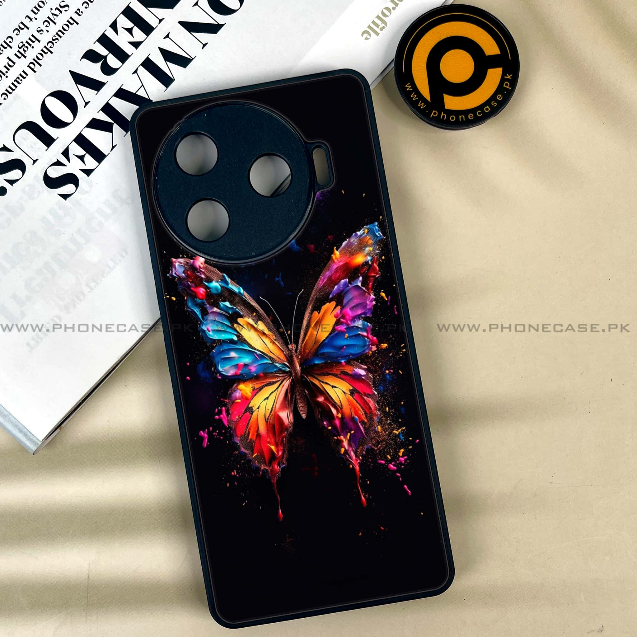 Tecno Camon 30 Pro - Butterflies Design - Premium Printed Glass soft Bumper shock Proof Case