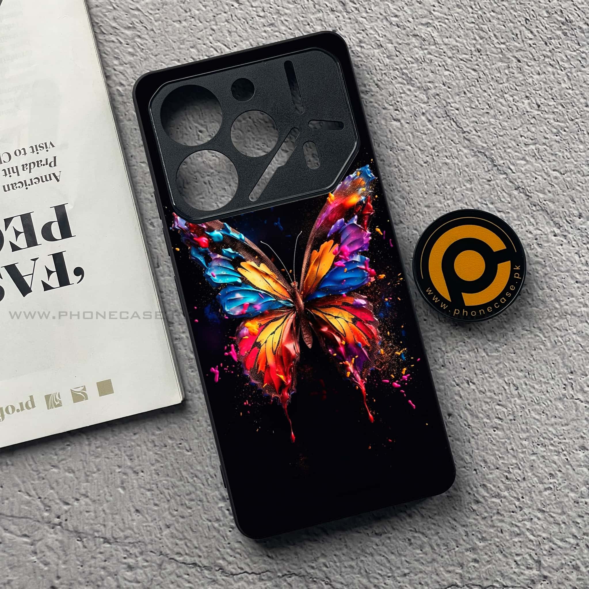Tecno Pova 6 Pro - Butterflies Design Series - Premium Printed Glass soft Bumper shock Proof Case