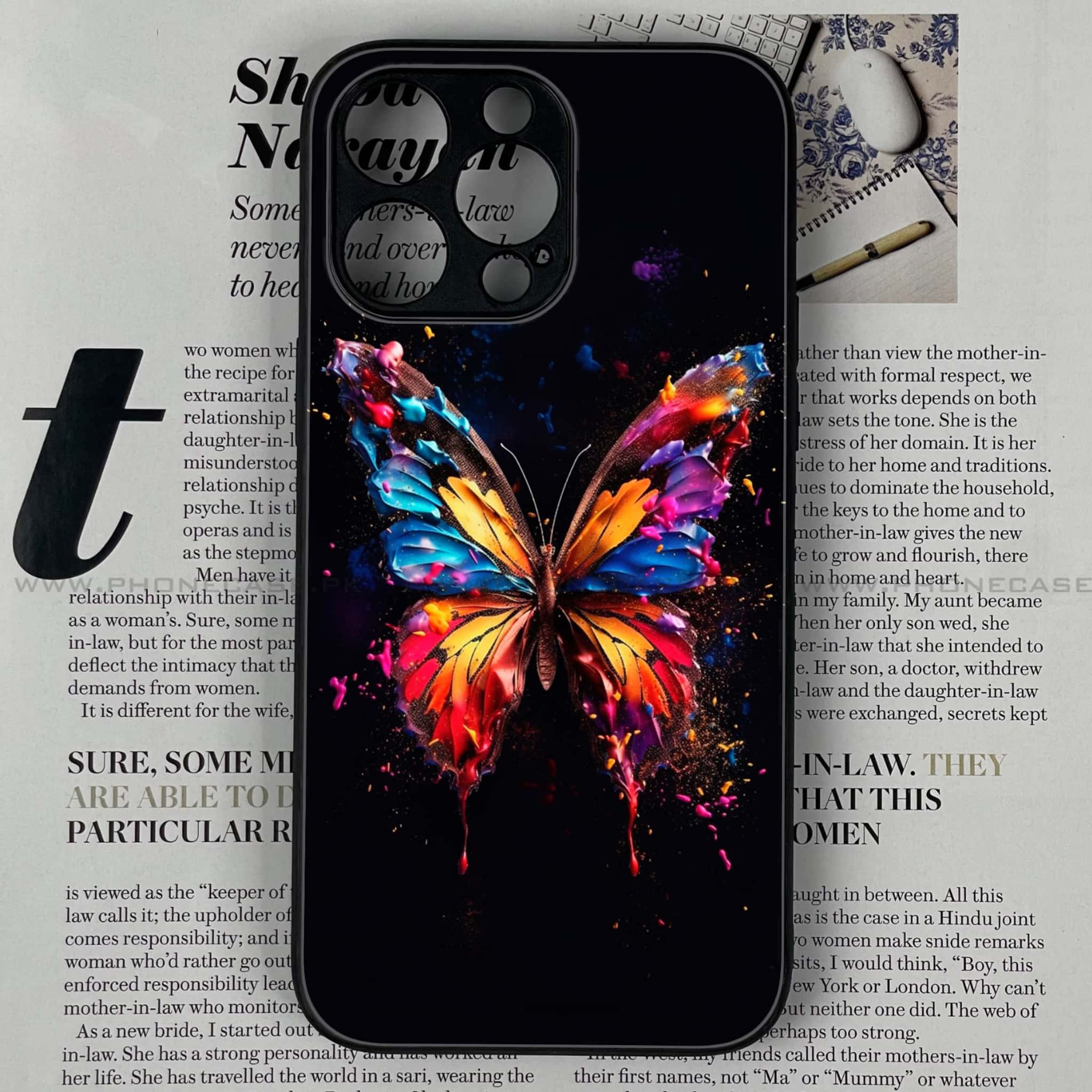 iPhone 14 Pro Max - Butterflies Design Series - Premium Metal Printed soft Bumper shock Proof Case