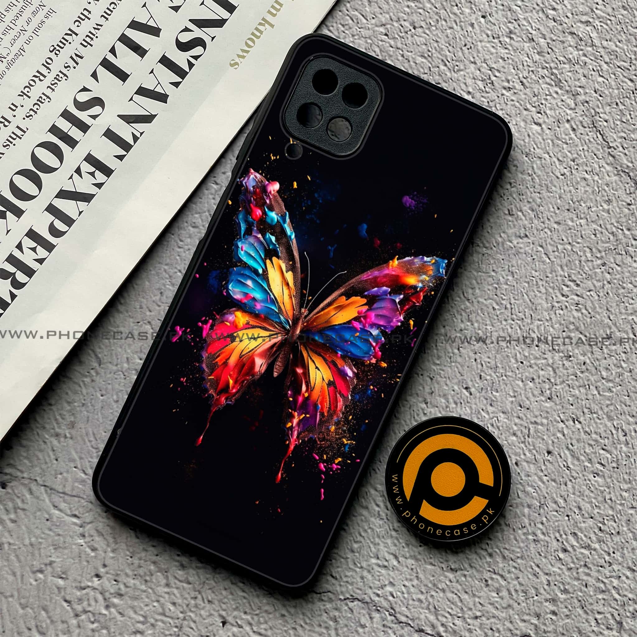 Samsung Galaxy A12 / A12 Nacho - Butterflies Design Series - Premium Printed Glass soft Bumper shock Proof Case