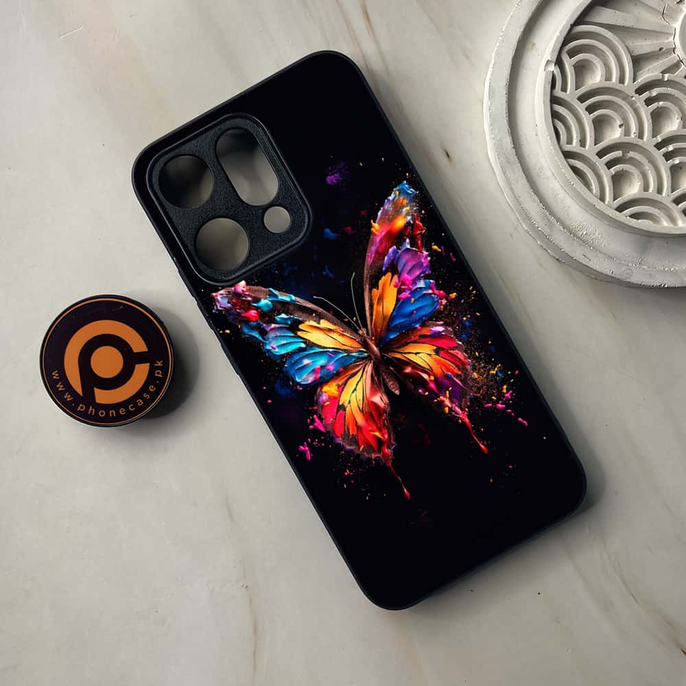 Oppo Reno 14 5G - Butterflies Design Series - Premium Metal Printed soft Bumper shock Proof Case
