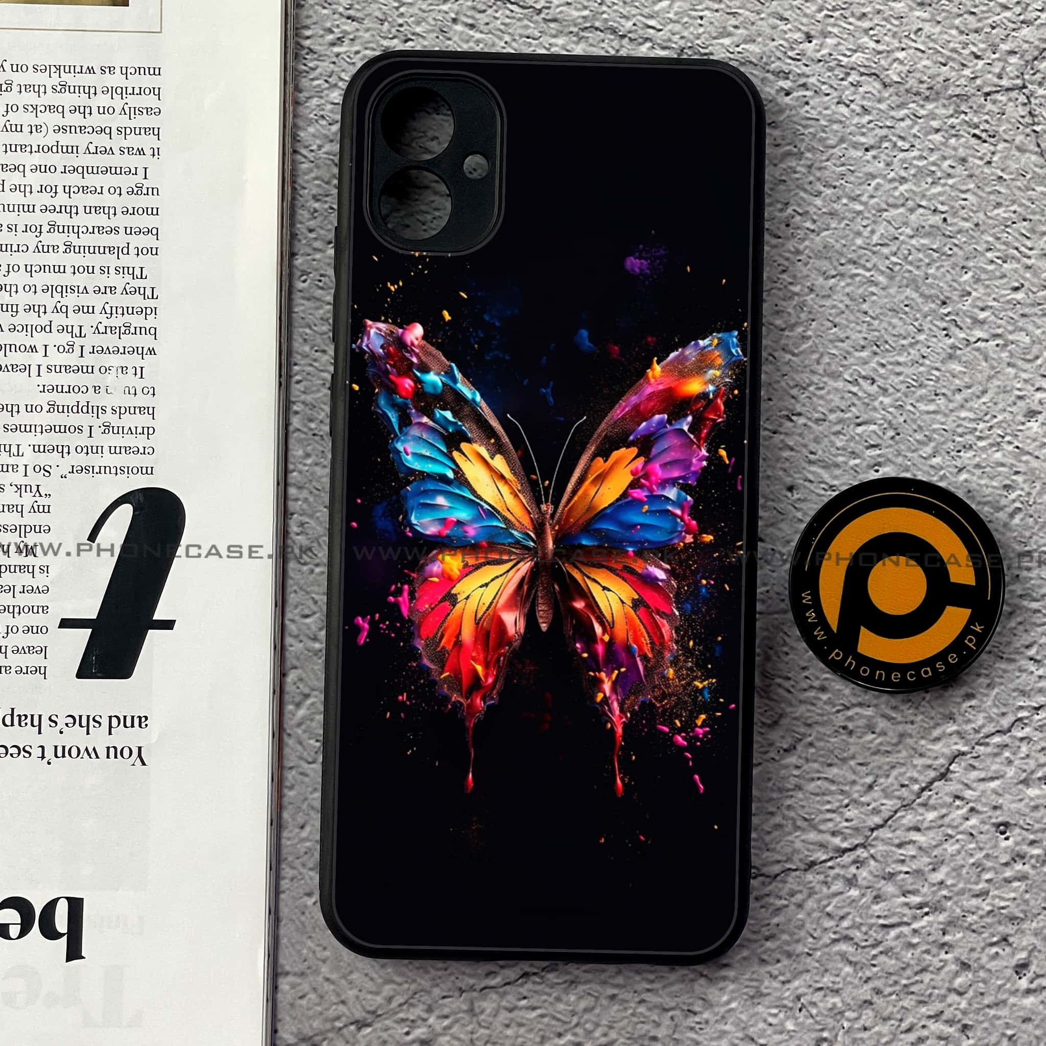 Samsung Galaxy A04e - Butterflies Design - Premium Printed Glass soft Bumper shock Proof Case