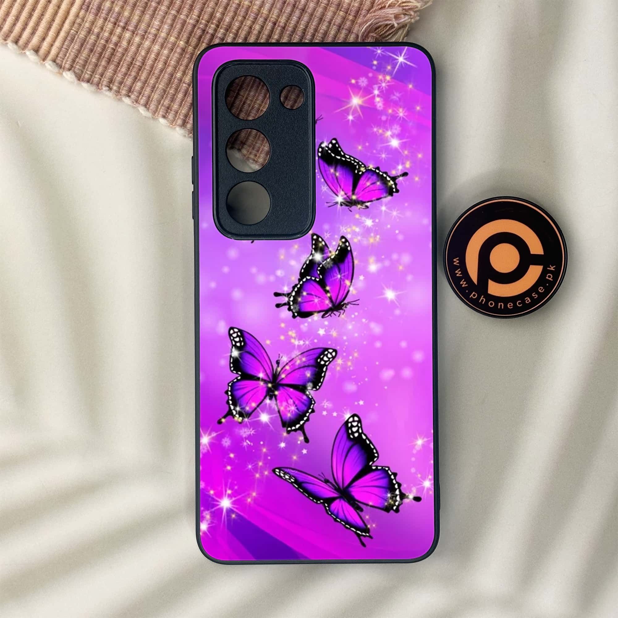 Oppo A5 2025 - Butterflies Design Series - Premium Metal Printed soft Bumper shock Proof Case