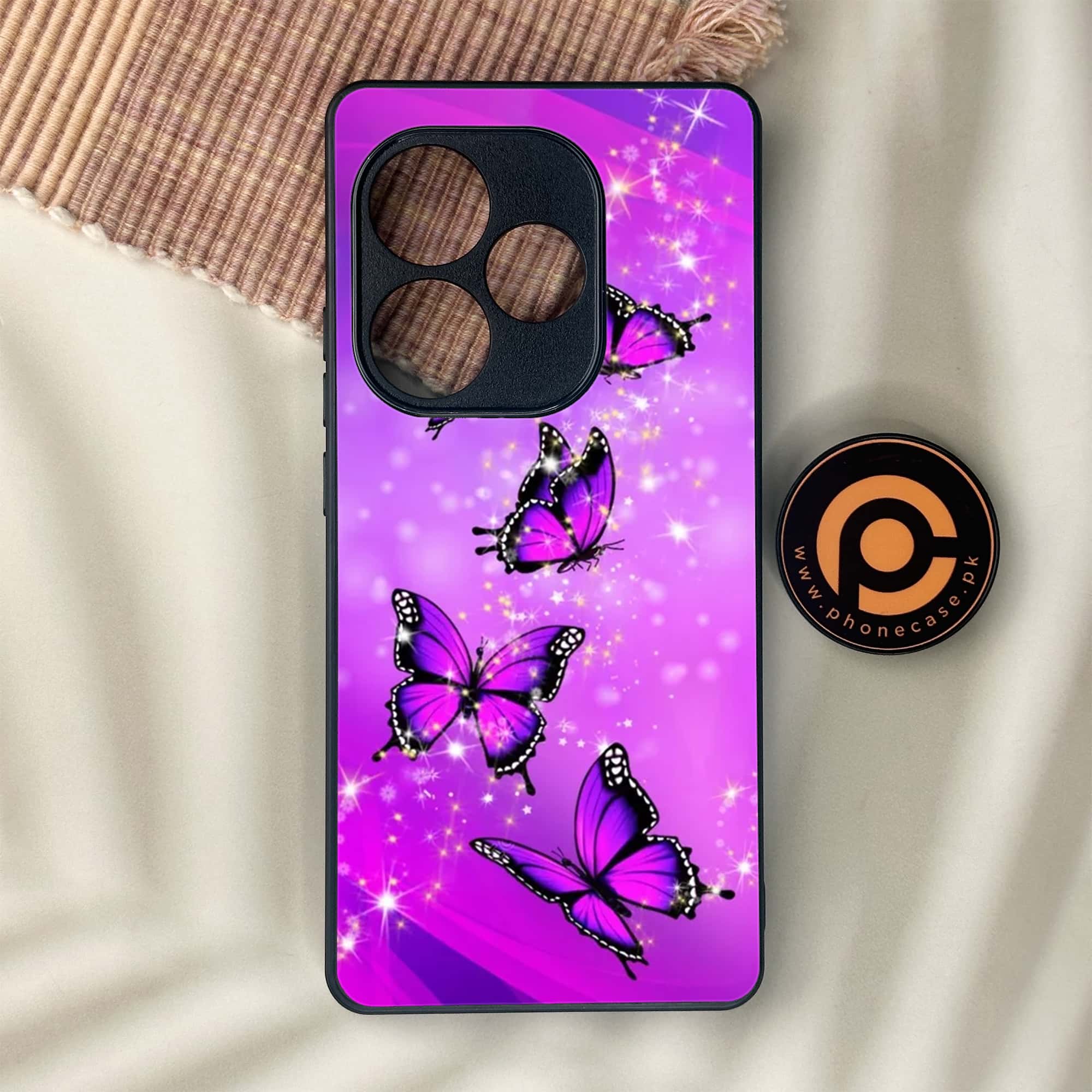 Realme GT 6 - Butterflies Design Series - Premium Metal Printed soft Bumper shock Proof Case