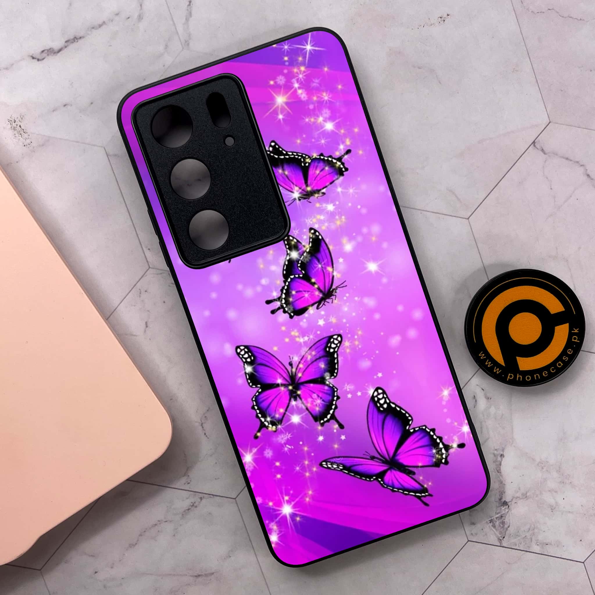 Realme C75x 4G - Butterflies Design Series - Premium Metal Printed soft Bumper shock Proof Case