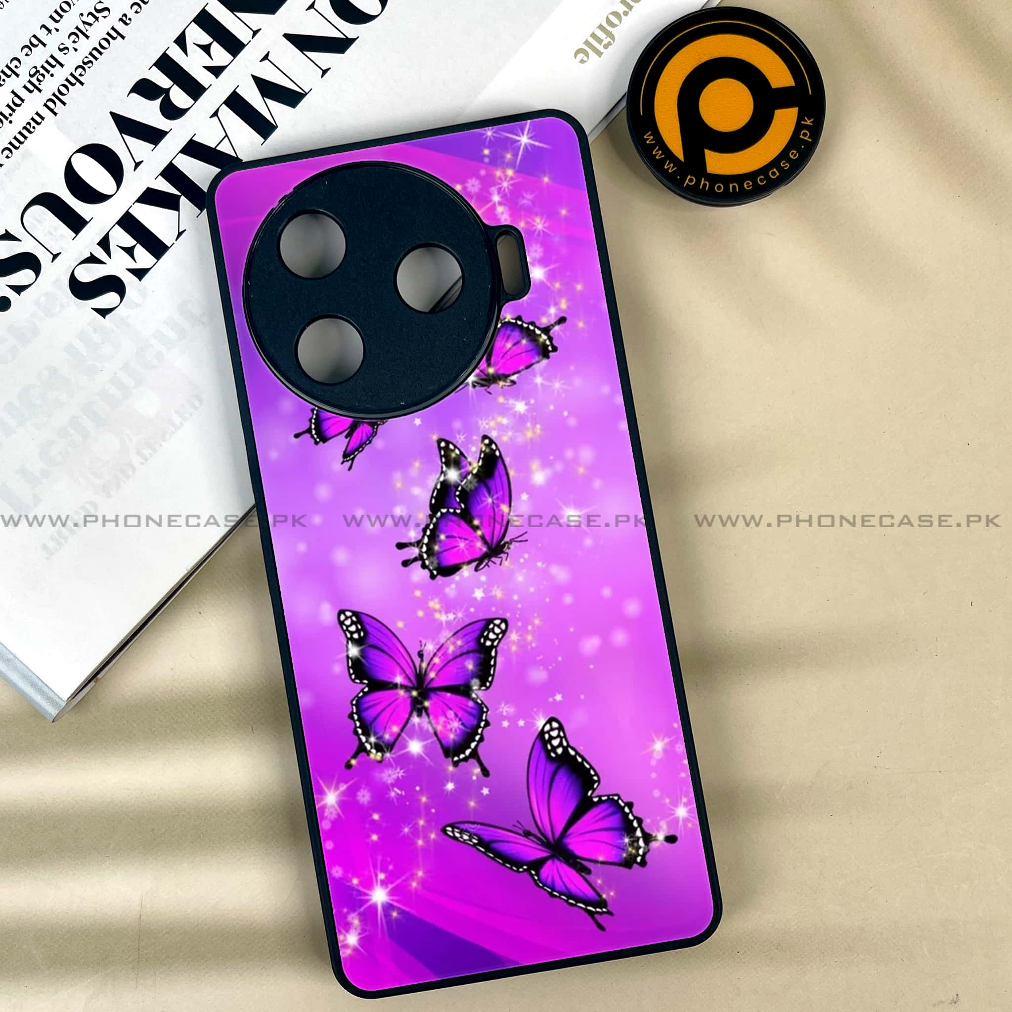 Tecno Camon 30 Pro - Butterflies Design - Premium Printed Glass soft Bumper shock Proof Case