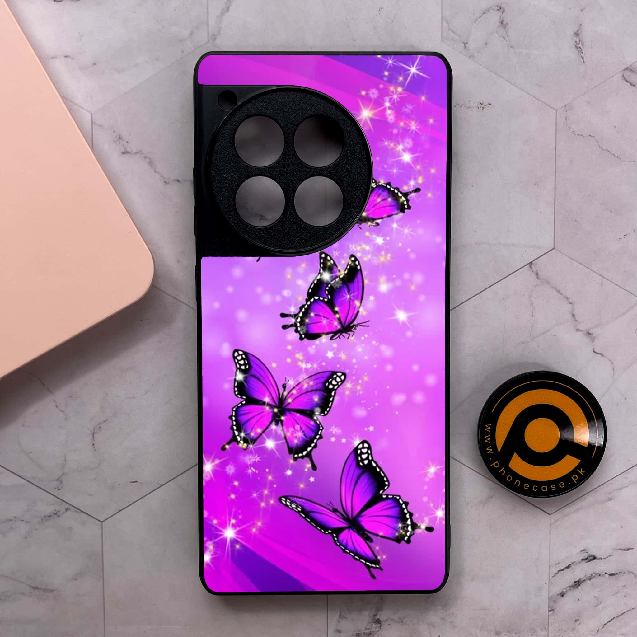 OnePlus 12R - Butterflies Design Series - Premium Metal Printed soft Bumper shock Proof Case