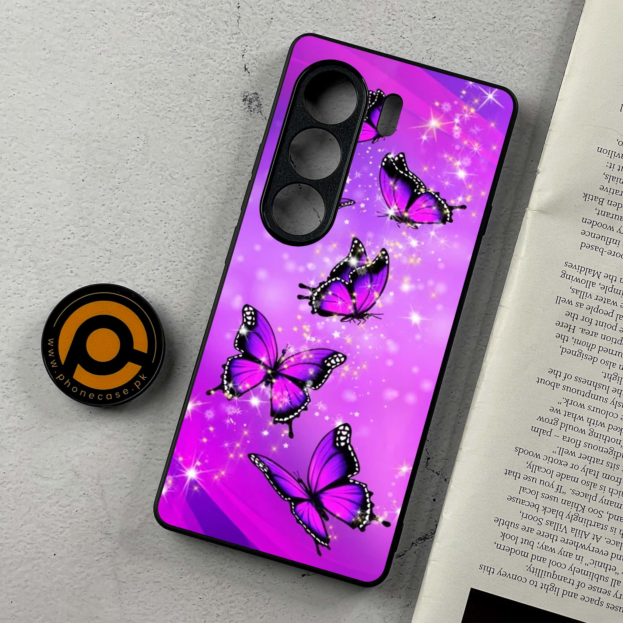 Tecno Camon 40 - Butterflies Design Series - Premium Metal Printed Soft Bumper Shockproof Case