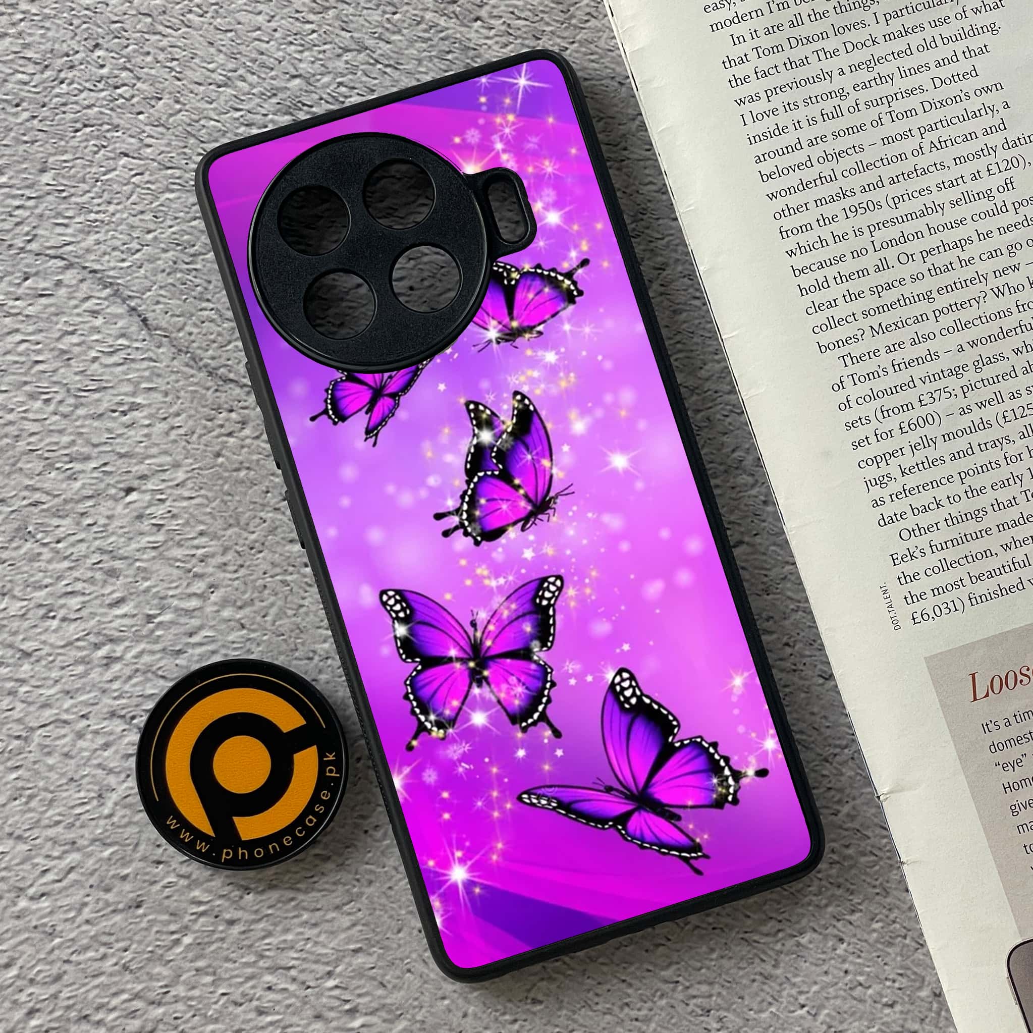 Tecno Spark 20 pro plus - Butterflies Design Series - Premium Metal Printed soft Bumper shock Proof Case