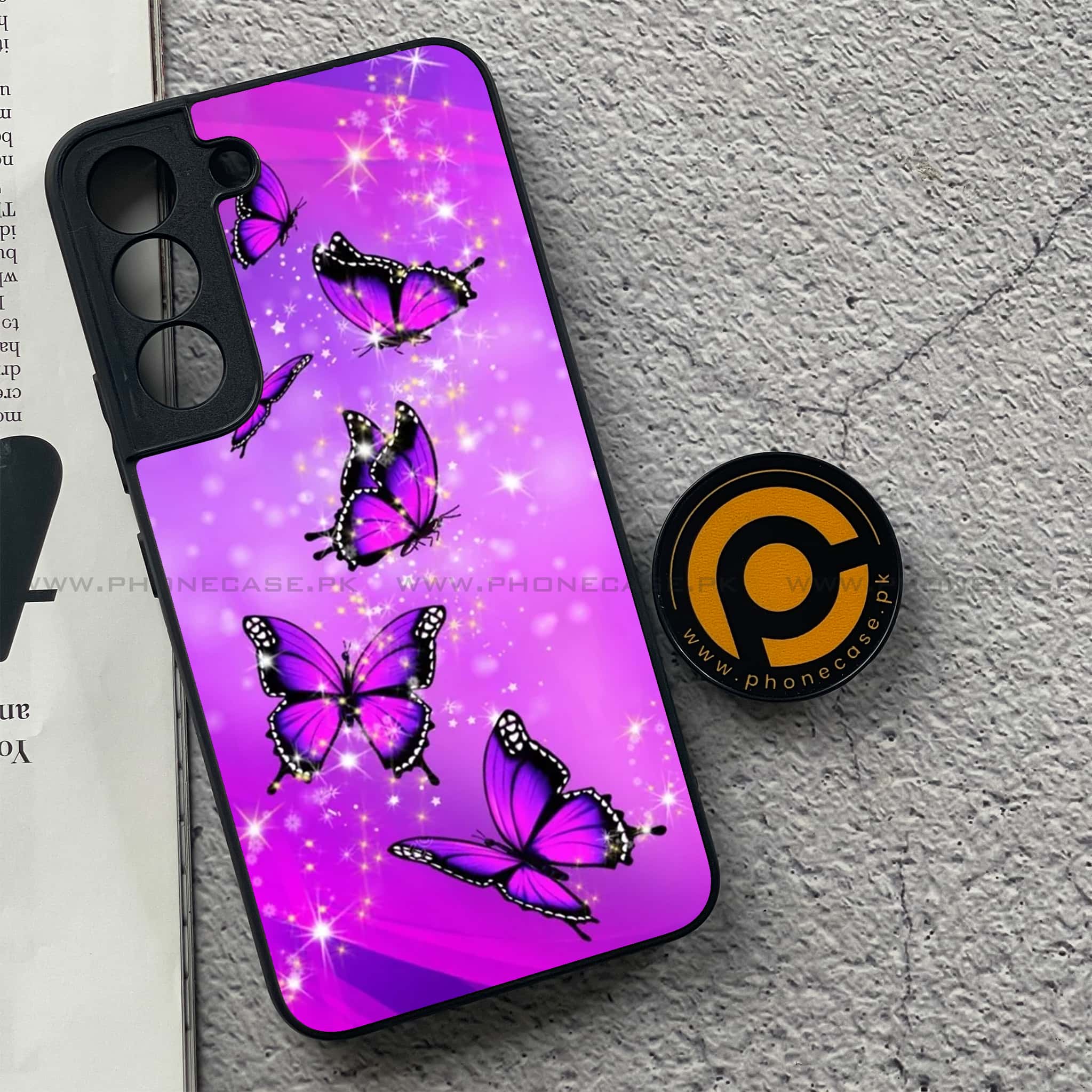 Samsung Galaxy S22 - Butterflies Design Series - Premium Metal Printed soft Bumper shock Proof Case