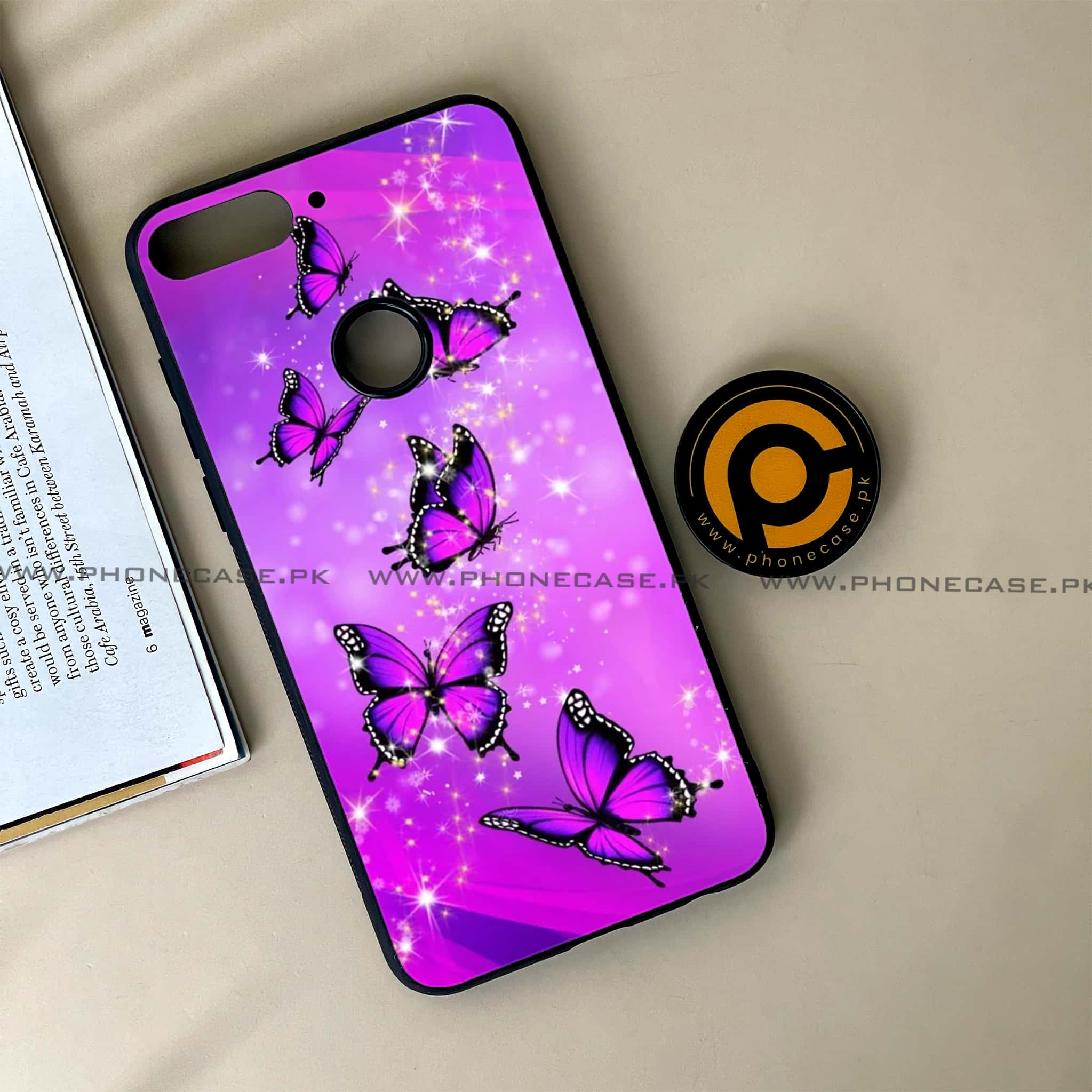 Huawei Y7 Prime (2018) - Butterflies Design Series - Premium Printed Glass soft Bumper shock Proof Case