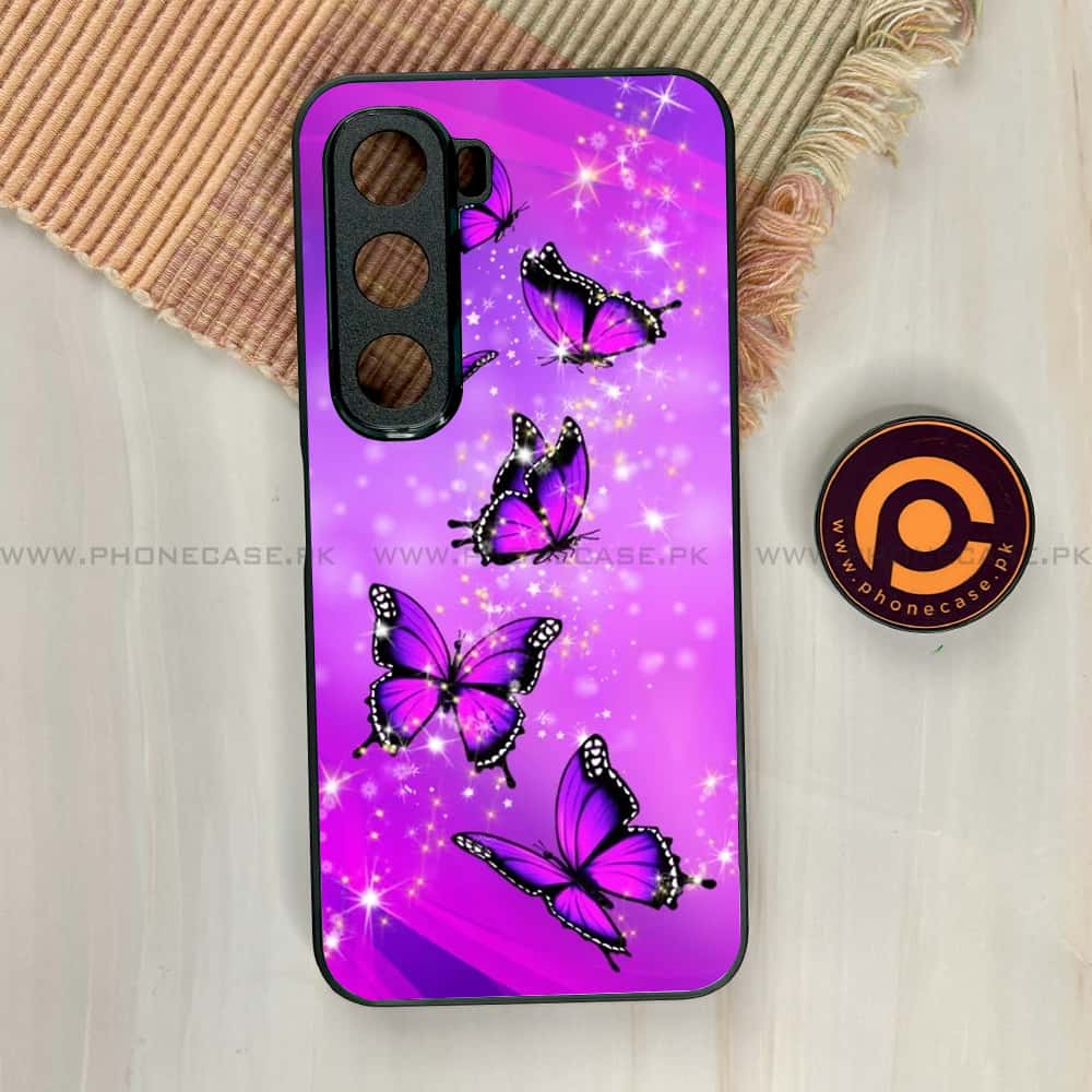 Infinix Hot 60i - Butterflies Design Series - Premium Metal Printed soft Bumper shock Proof Case