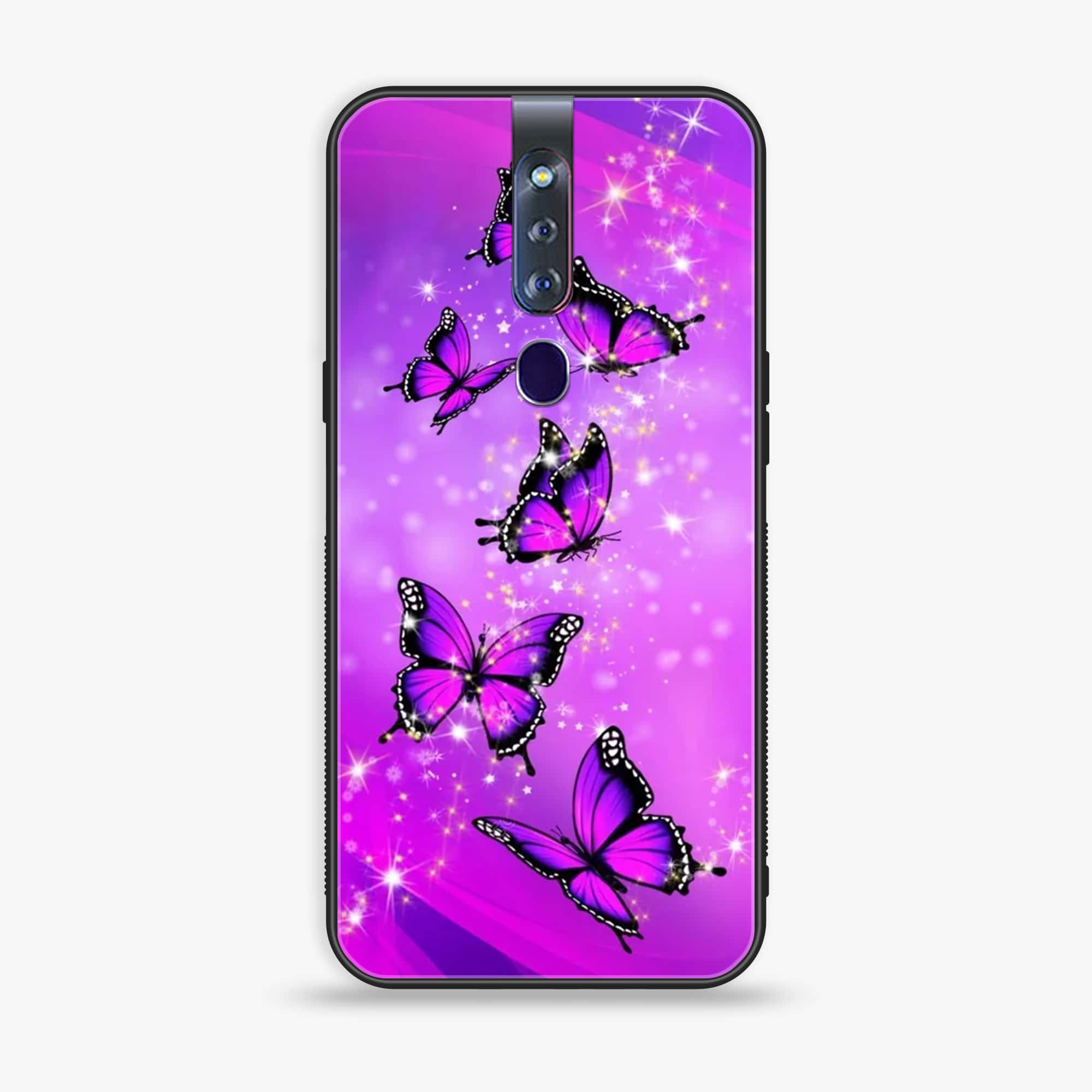 Oppo F11 Pro Butterflies Design Series Premium Printed Glass soft Bumper shock Proof Case