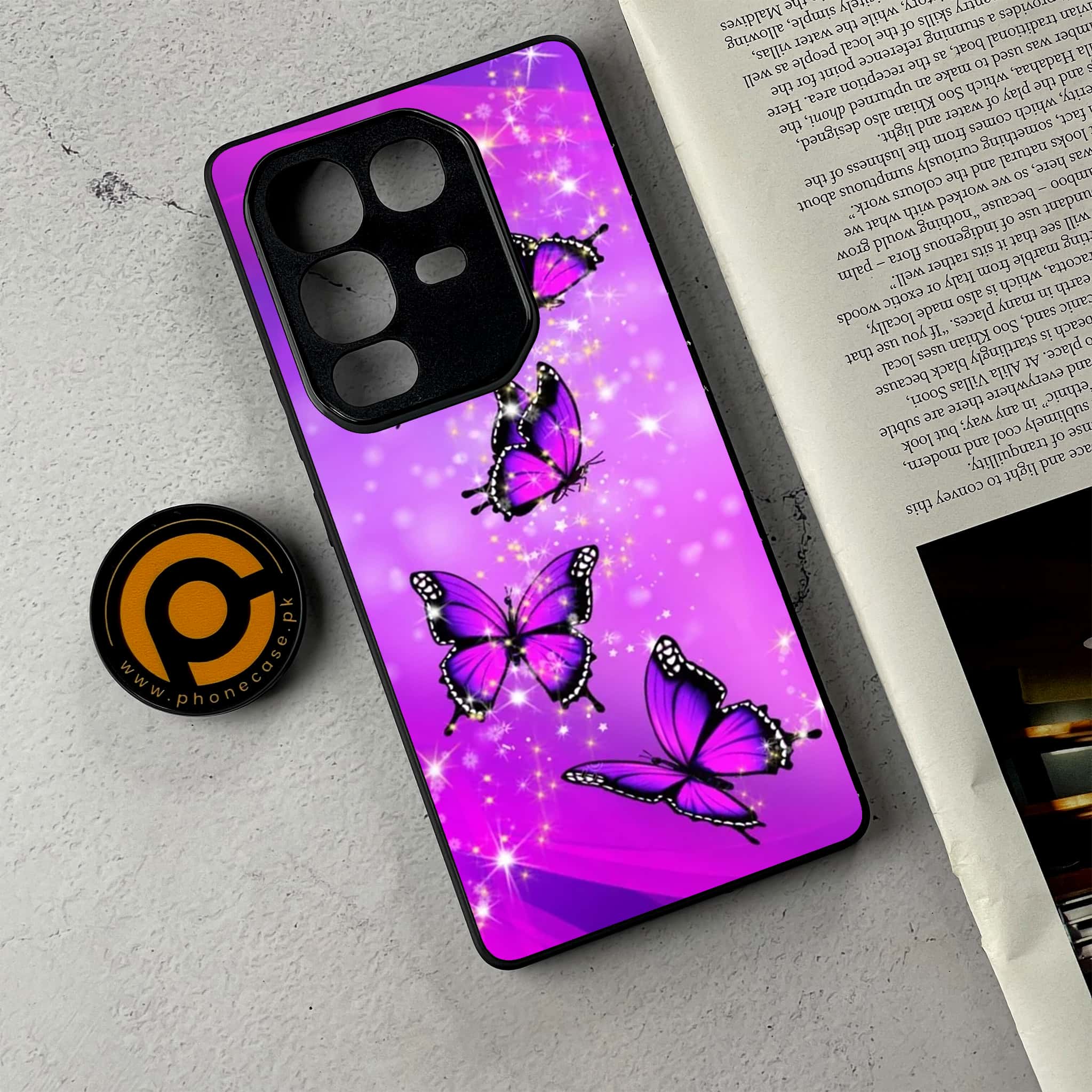 Infinix Note 50 Pro Plus - Butterflies Design Series - Premium Metal Printed Soft Bumper Shockproof Case