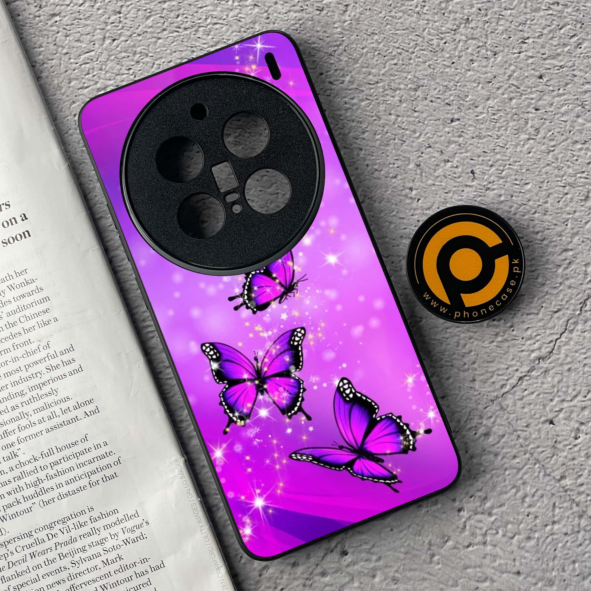 Vivo X200 Pro - Butterflies Design Series - Premium Metal  Printed soft Bumper shock Proof Case