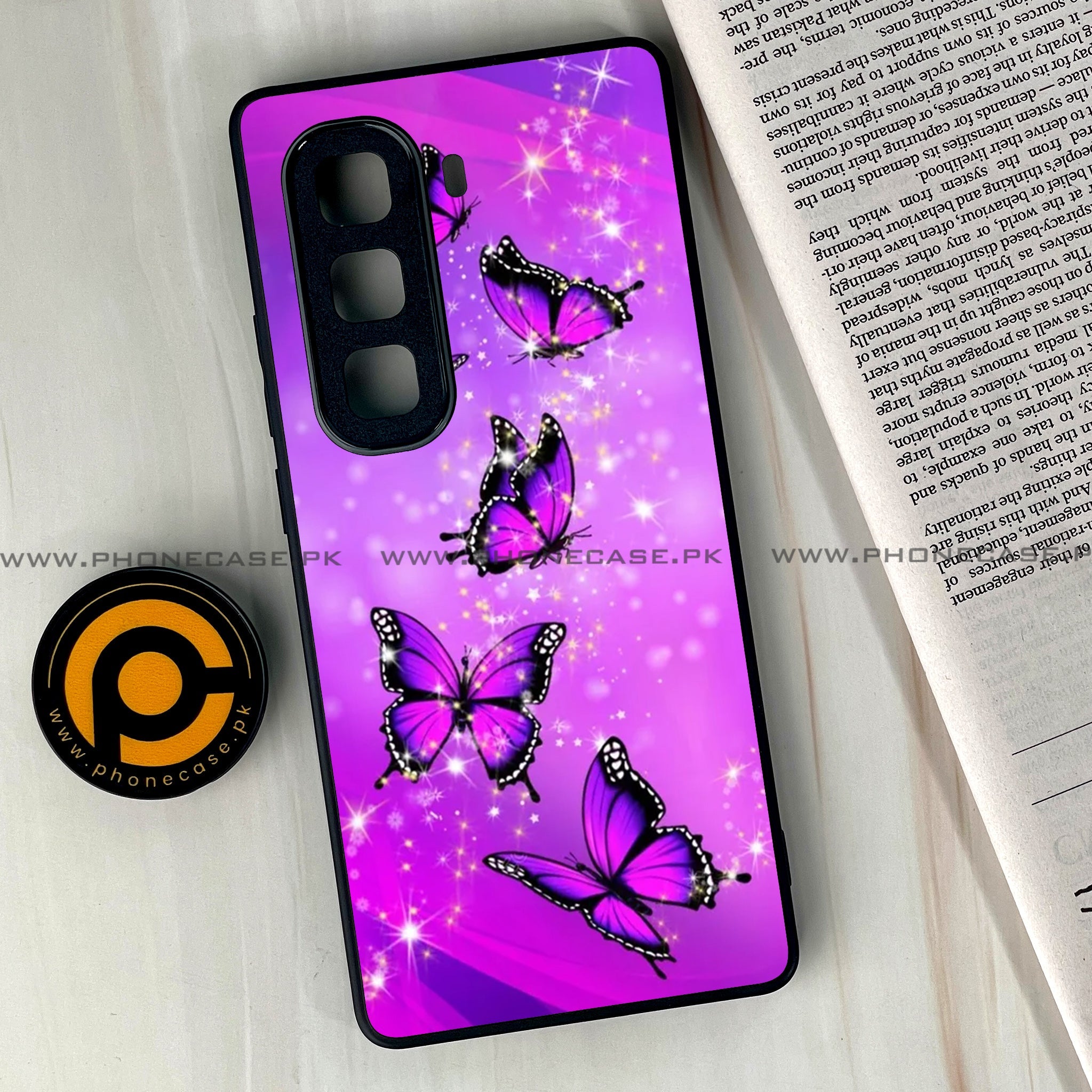Infinix Hot 60 Pro Plus - Butterflies Design Series - Premium Metal Printed soft Bumper shock Proof Case