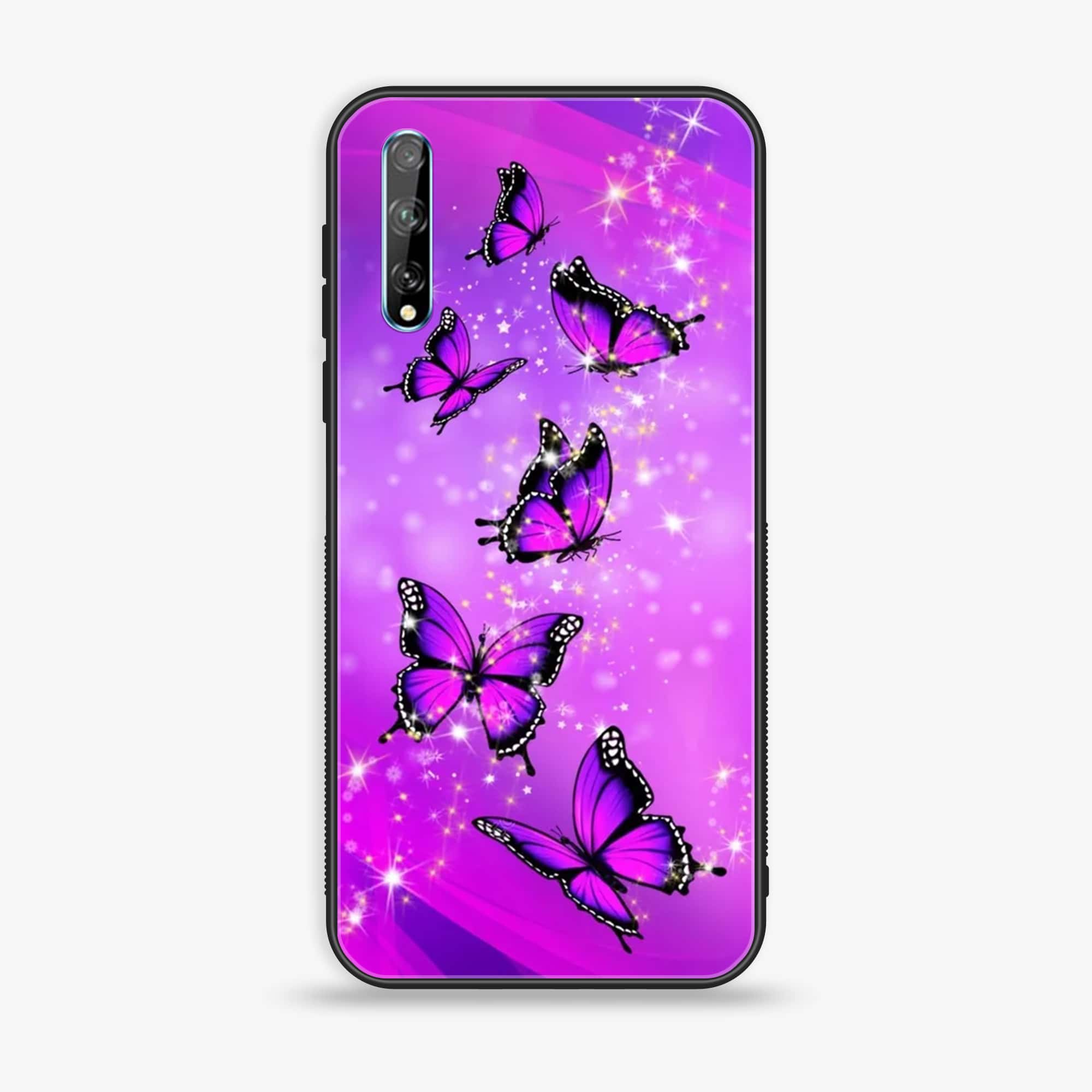 Huawei Y8p - Butterflies Design Series - Premium Printed Glass soft Bumper shock Proof Case