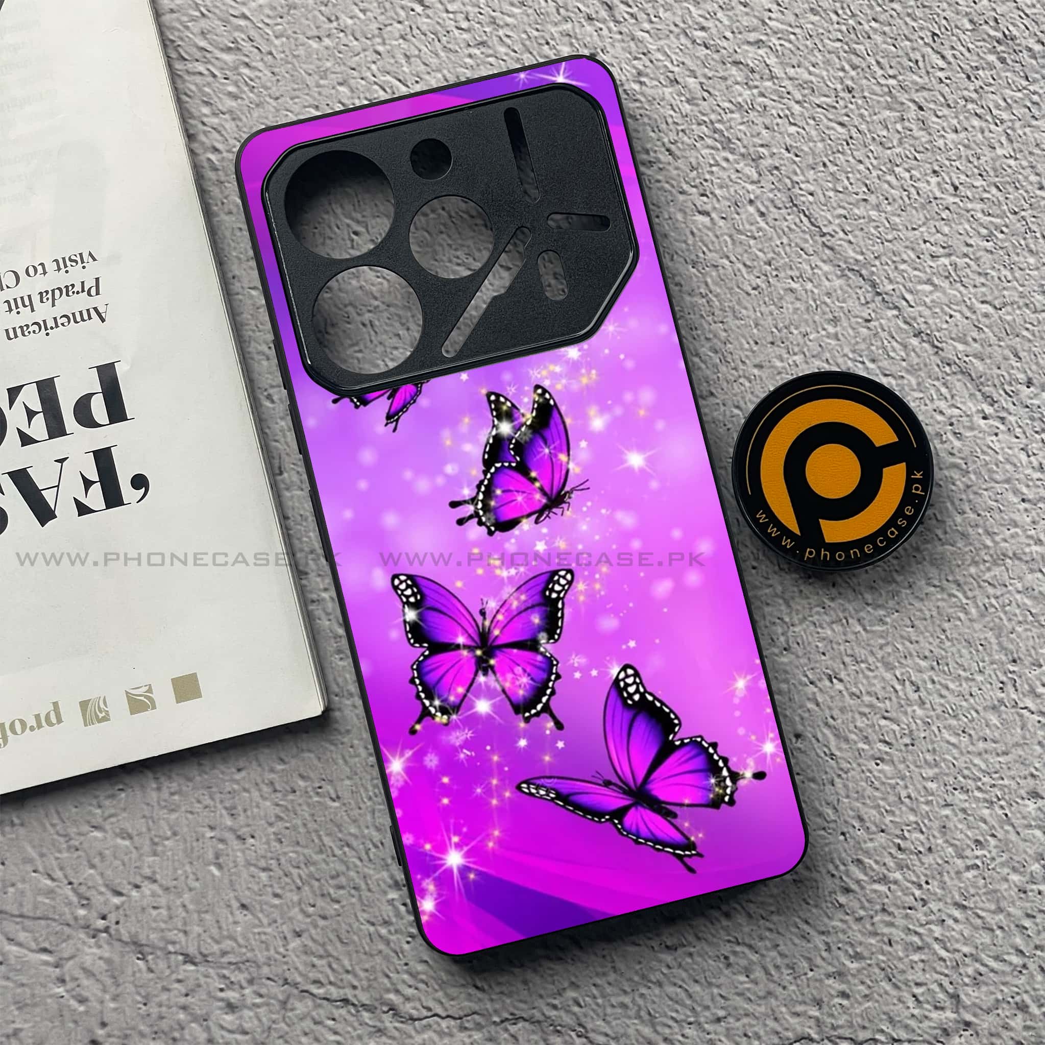 Tecno Pova 6 Pro - Butterflies Design Series - Premium Printed Glass soft Bumper shock Proof Case