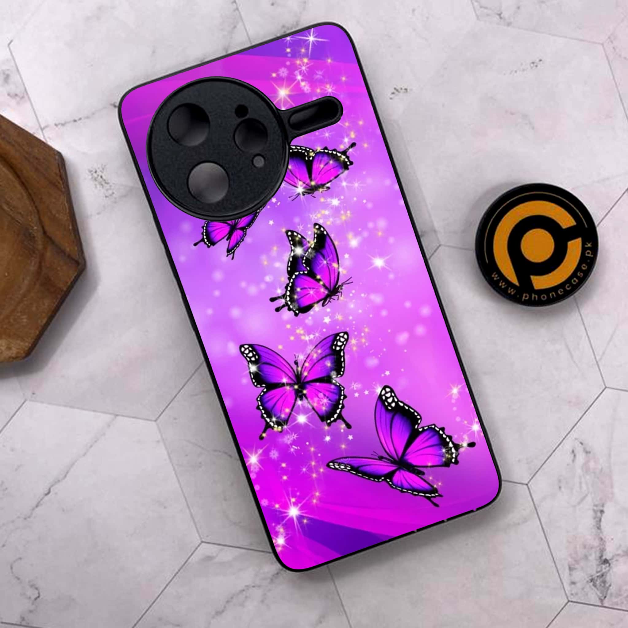 Xiaomi Poco F7 Ultra 5G - Butterflies Design Series - Premium Metal Printed soft Bumper shock Proof Case