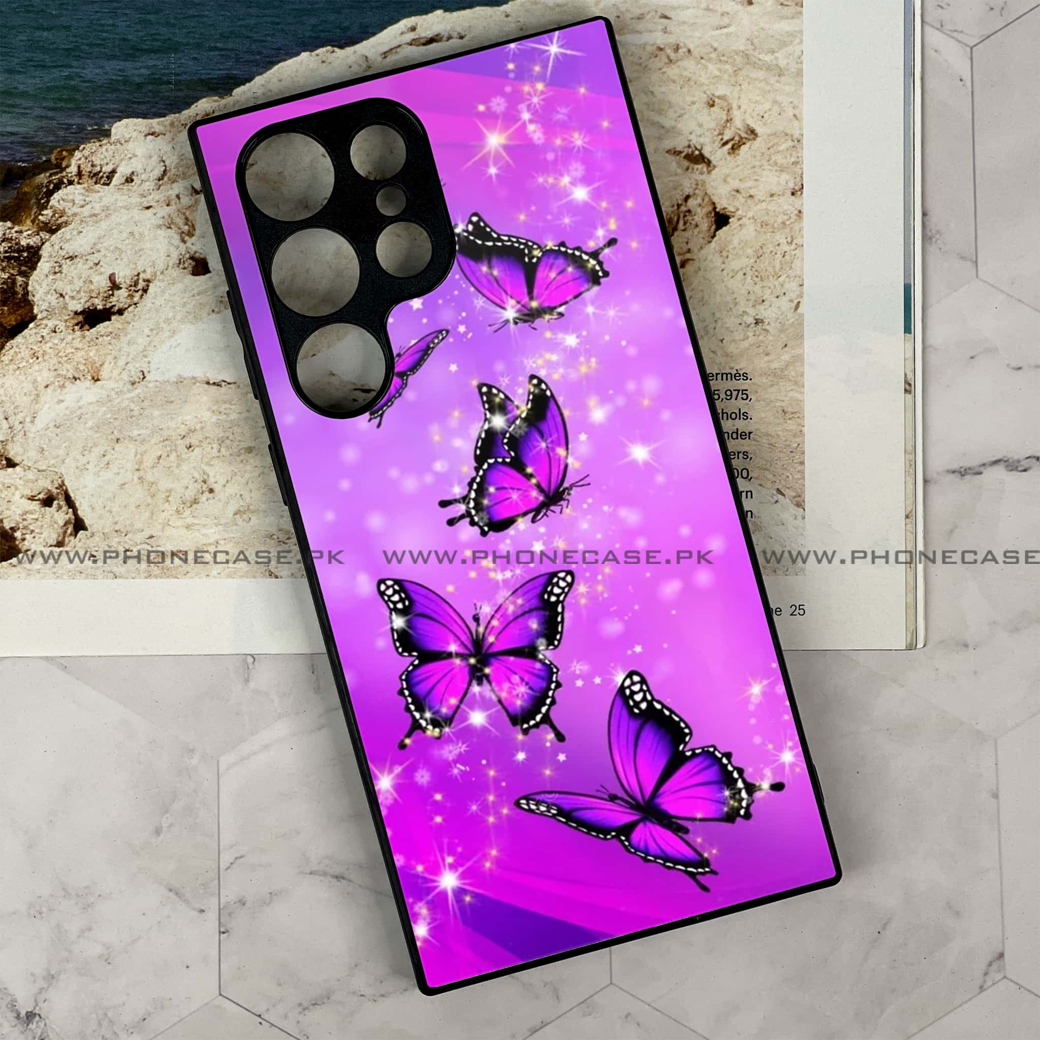 Samsung Galaxy S24 Ultra - Butterflies Design Series - Premium Metal Printed soft Bumper shock Proof Case