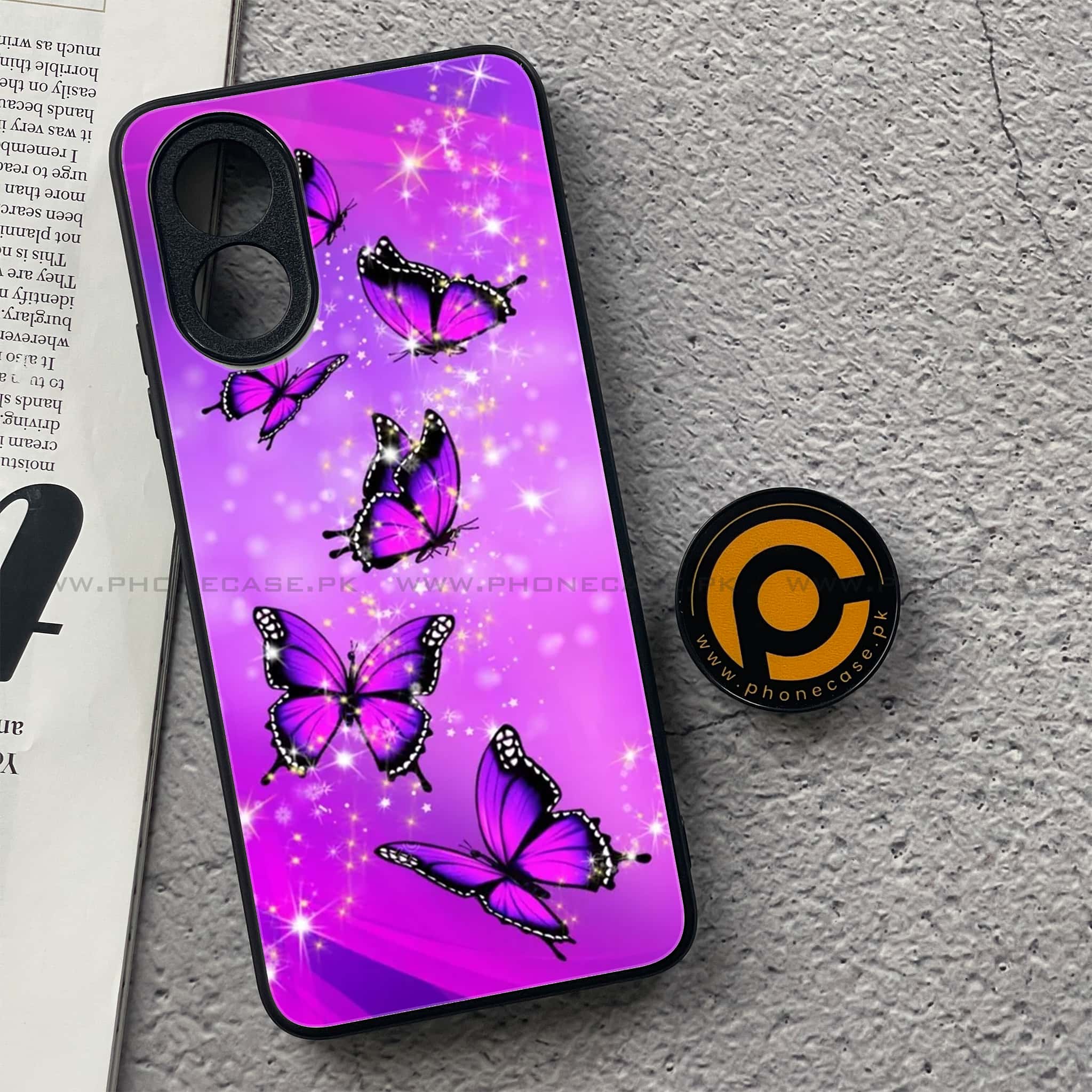 Oppo A18 4G - Butterflies Design Series - Premium Metal  Printed soft Bumper shock Proof Case