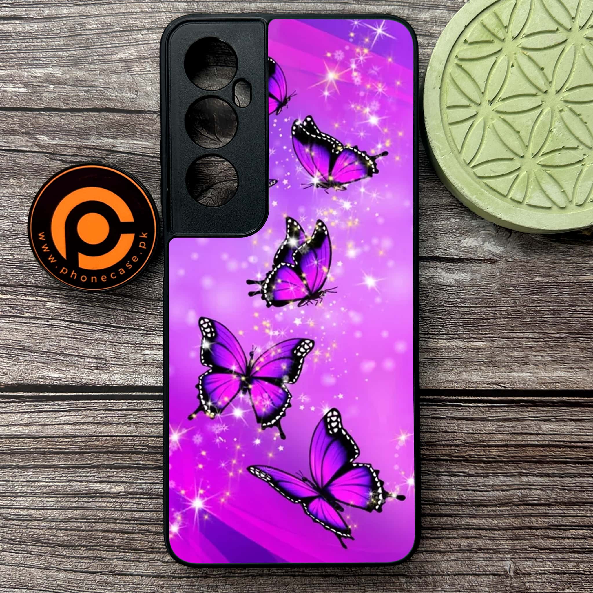 Realme C65  - Butterflies Design Series - Premium Metal Printed soft Bumper shock Proof Case