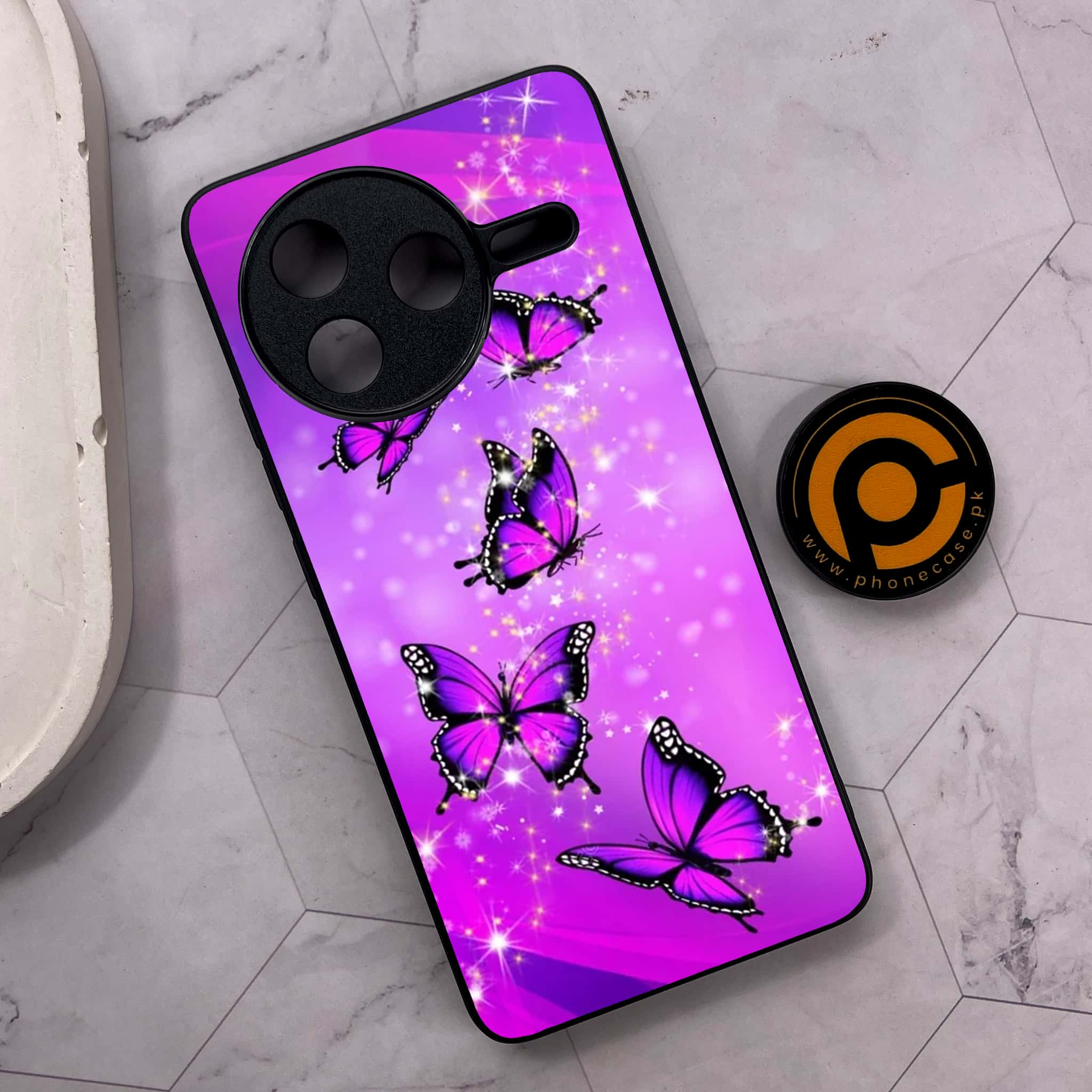 Xiaomi Poco F7 Pro 5G - Butterflies Design Series - Premium Metal Printed soft Bumper shock Proof Case