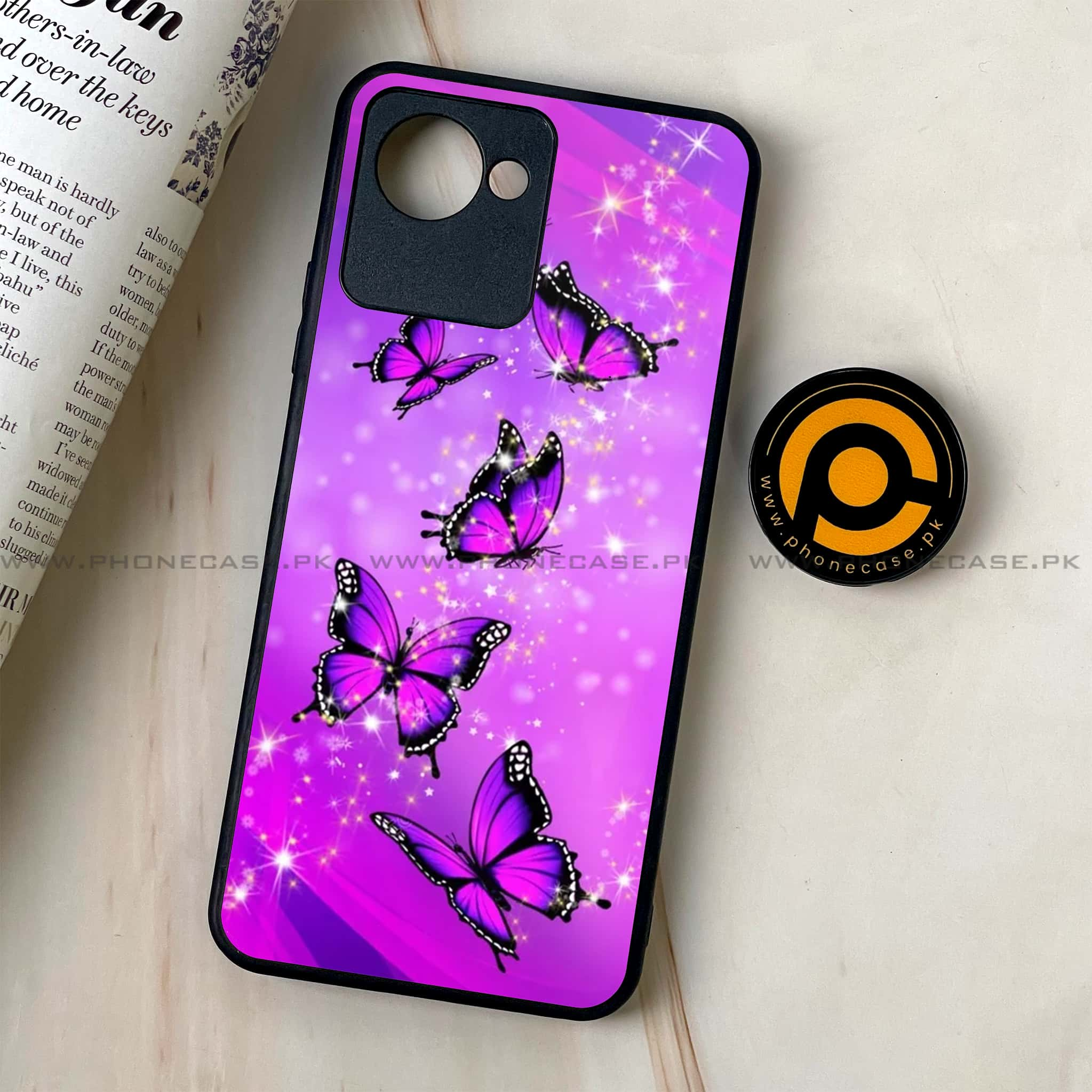 Realme C30 - Butterflies Design Series - Premium Printed Glass soft Bumper shock Proof Case