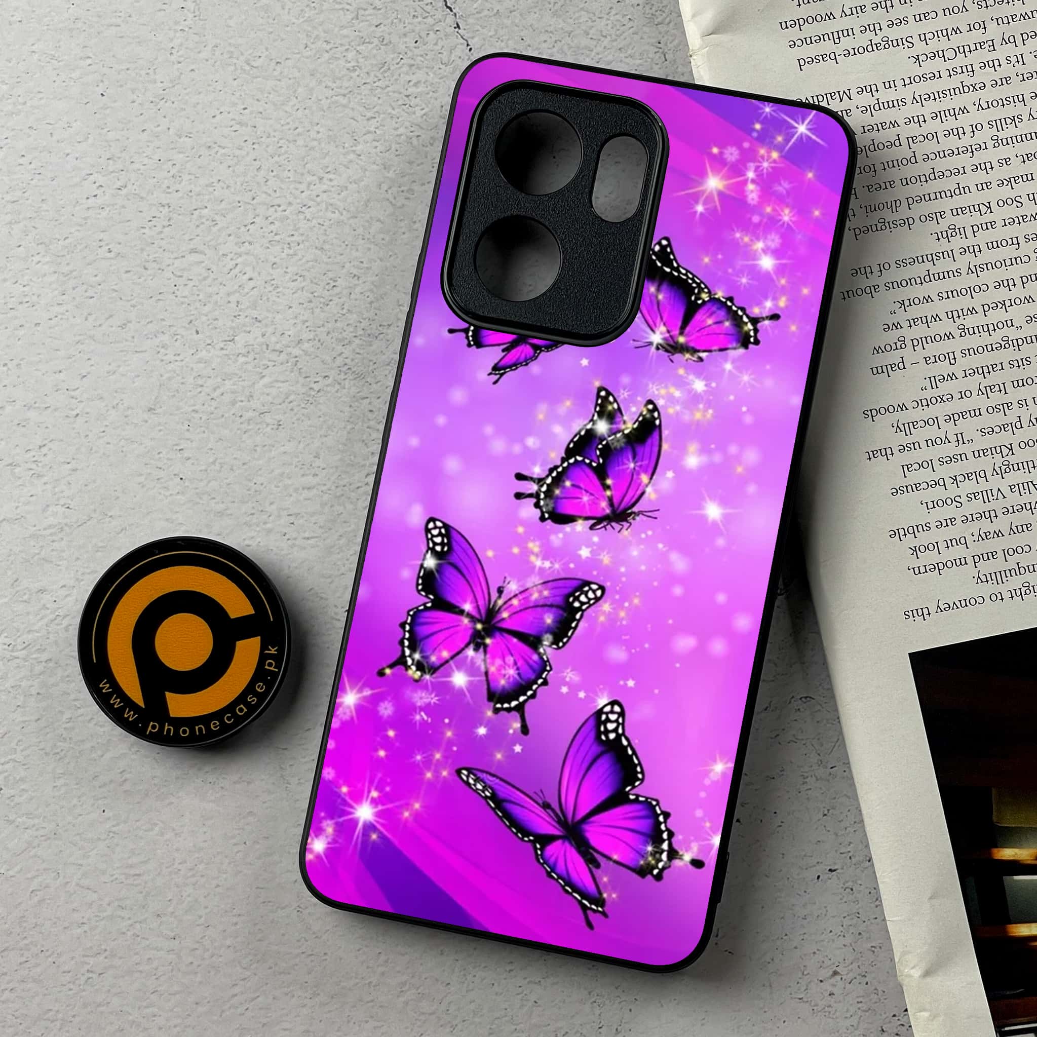 Oppo Reno 13F - Butterflies Design Series - Premium Metal Printed Soft Bumper Shockproof Case