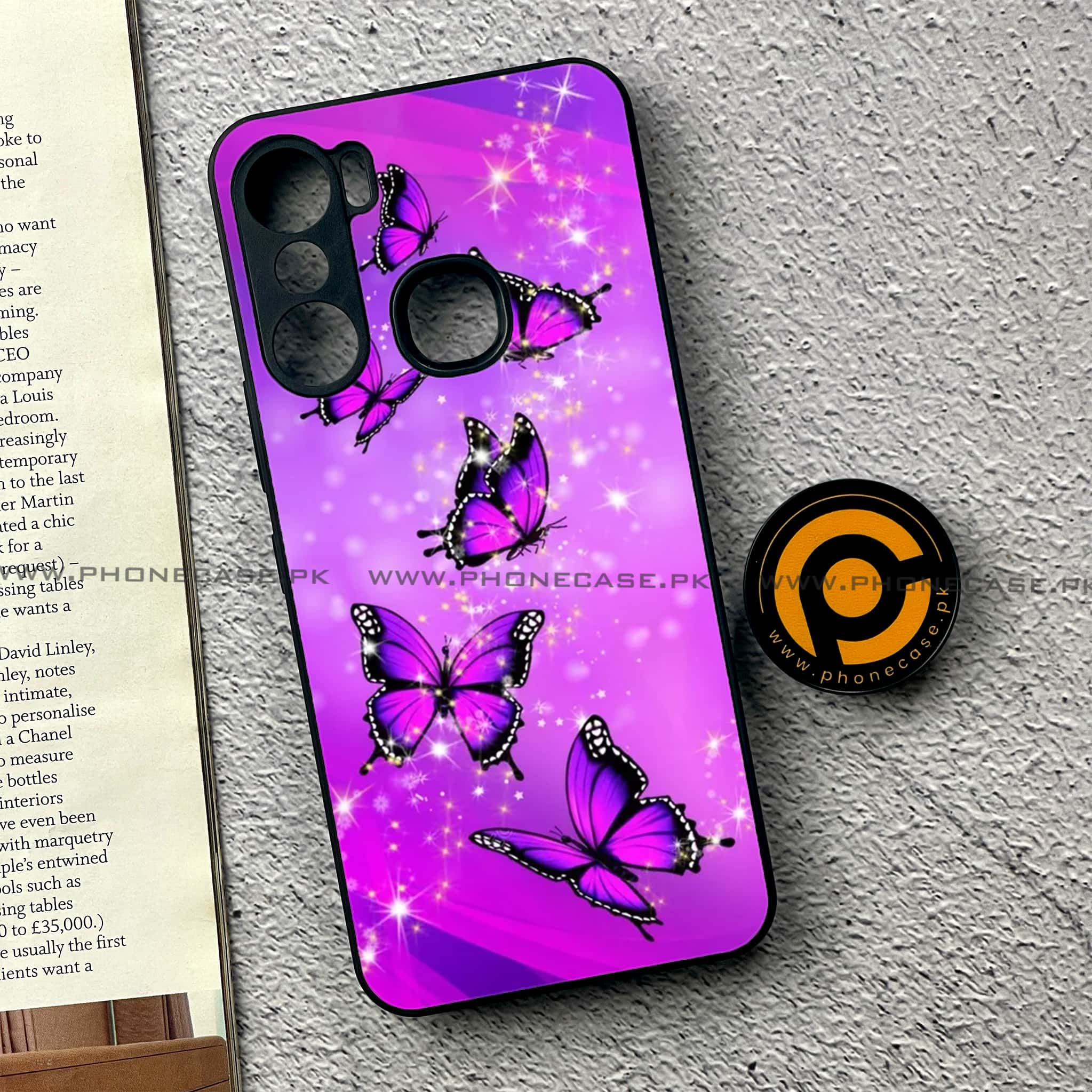 Infinix Hot 12 Pro - Butterflies Design - Premium Printed Metal soft Bumper shock Proof Case