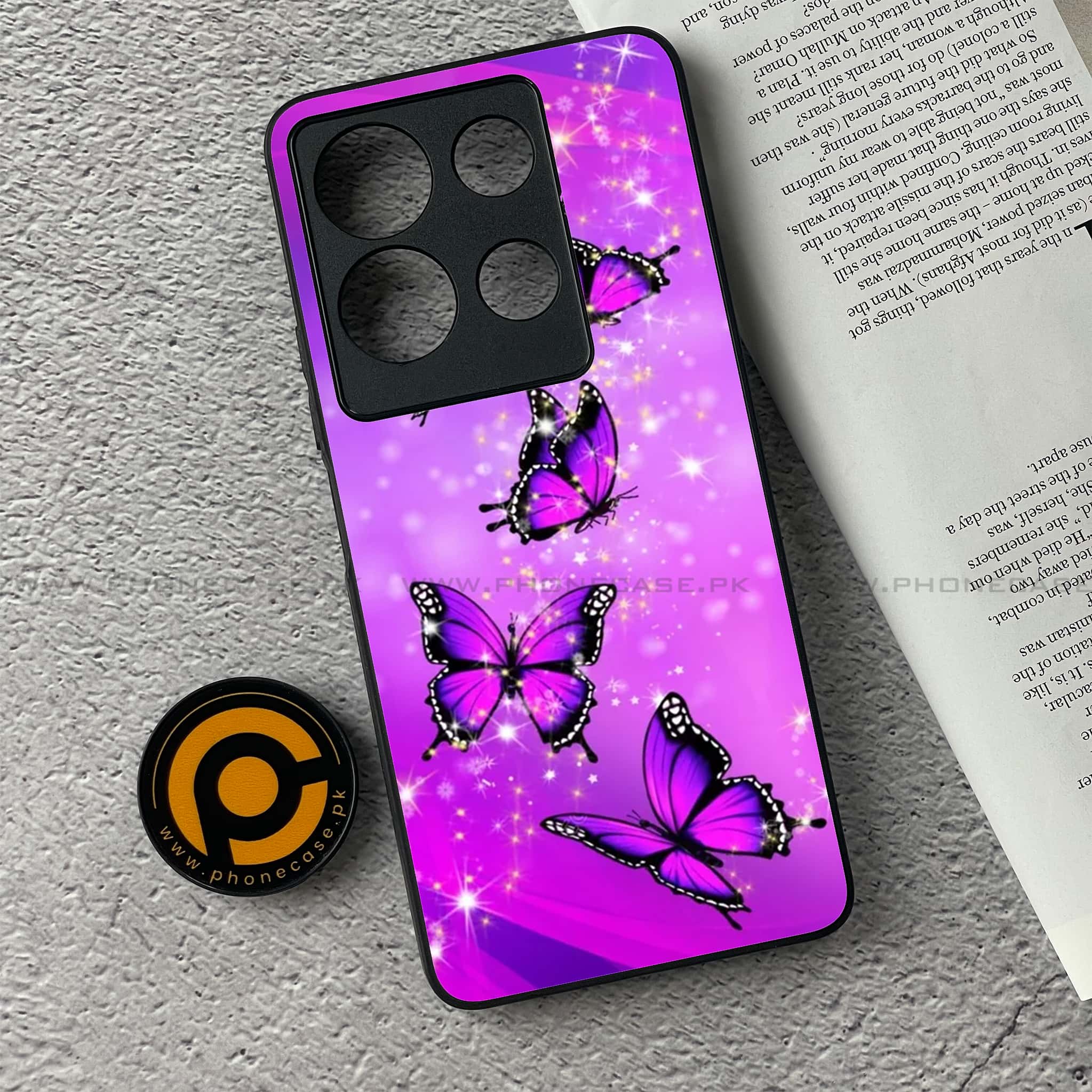 Infinix Note 30 - Butterflies Design Series - Premium Printed Glass soft Bumper shock Proof Case