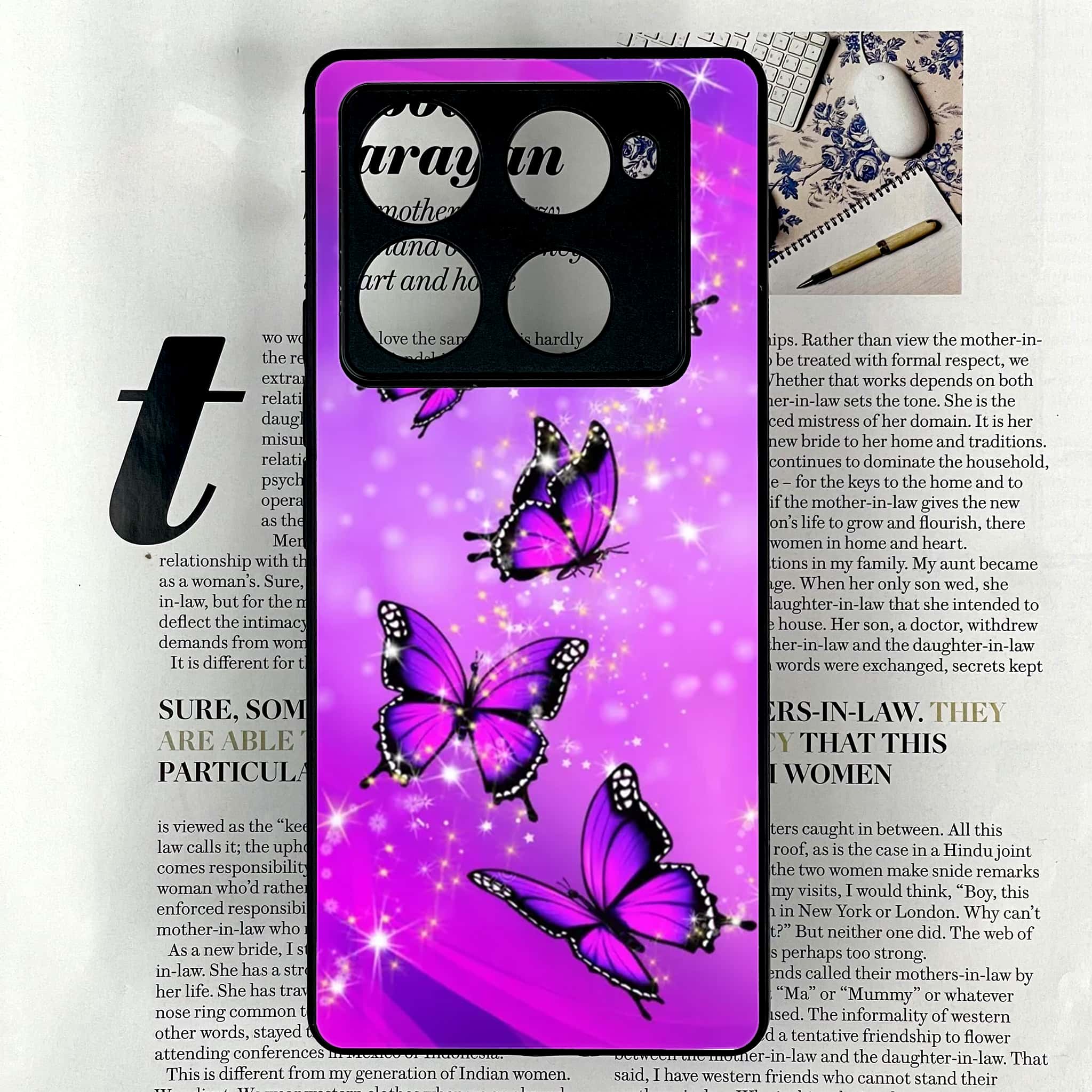 Infinix Note 40 Pro Plus - Butterflies Design Series - Premium Metal Printed soft Bumper shock Proof Case