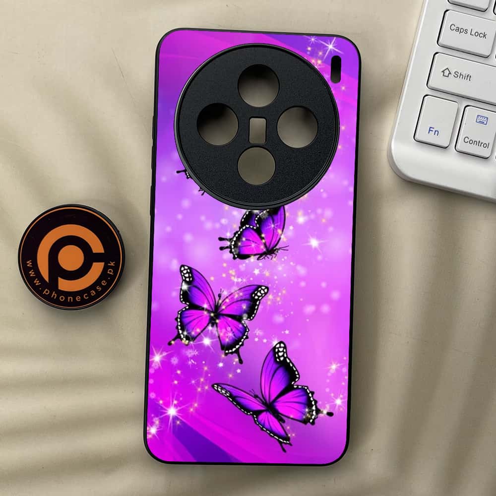 Vivo X200 - Butterflies Design Series - Premium Metal  Printed soft Bumper shock Proof Case