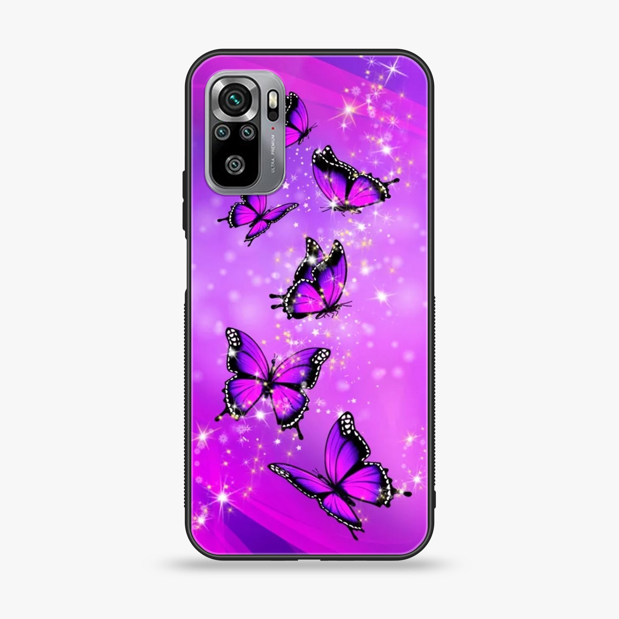 Xiaomi Redmi Note 10S- Butterflies Design Series - Premium Printed Glass soft Bumper shock Proof Case