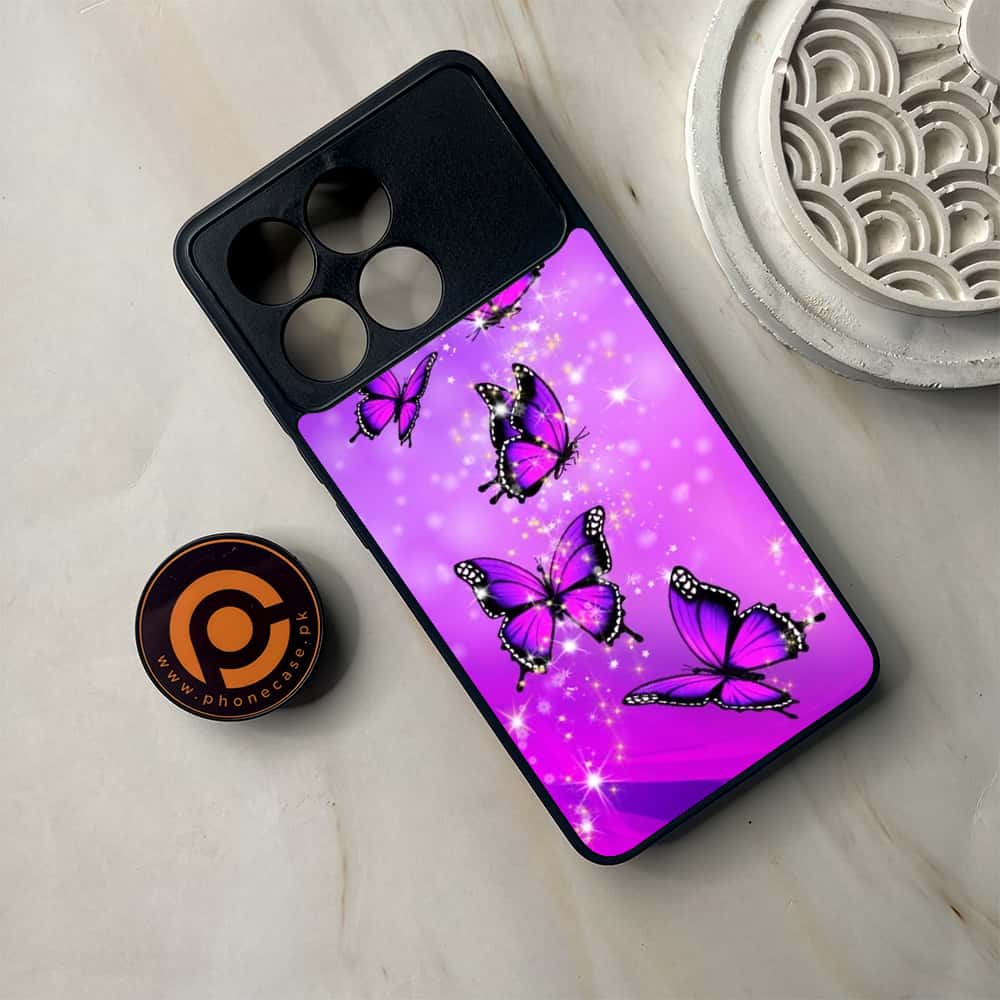 Xiaomi Poco F6 Pro - Butterflies Design Series - Premium Metal Printed soft Bumper shock Proof Case