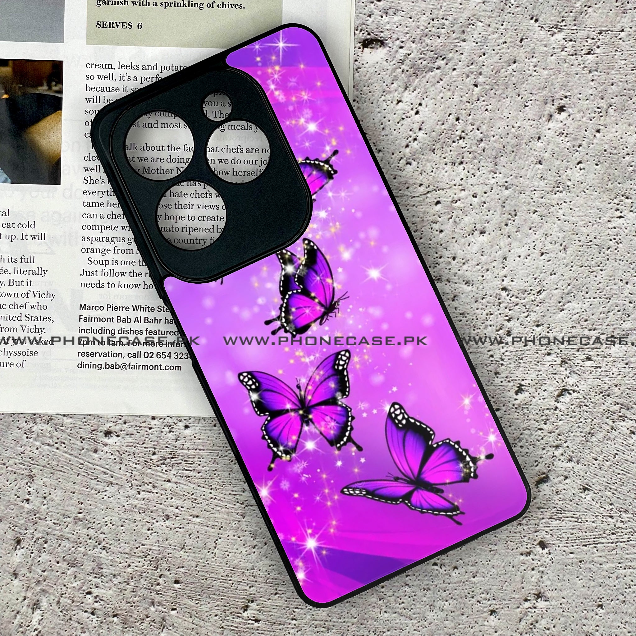 Infinix Hot 40 - Butterflies Design - Premium Printed Glass soft Bumper shock Proof Case