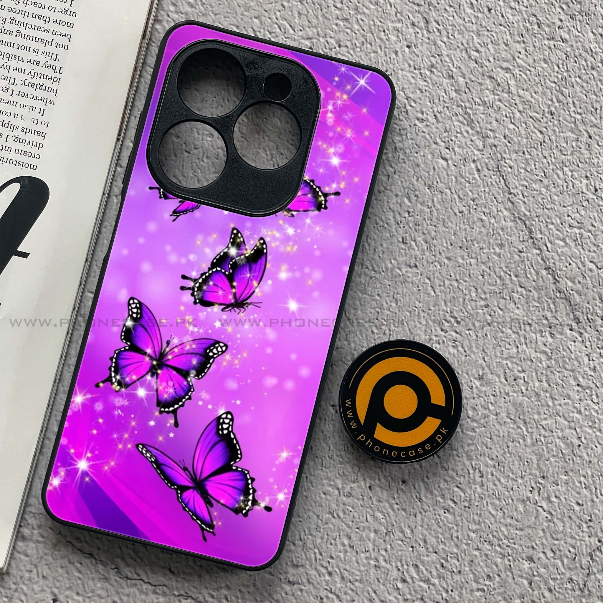 Infinix Smart 8 - Butterflies Design Series - Premium Metal Printed soft Bumper shock Proof Case