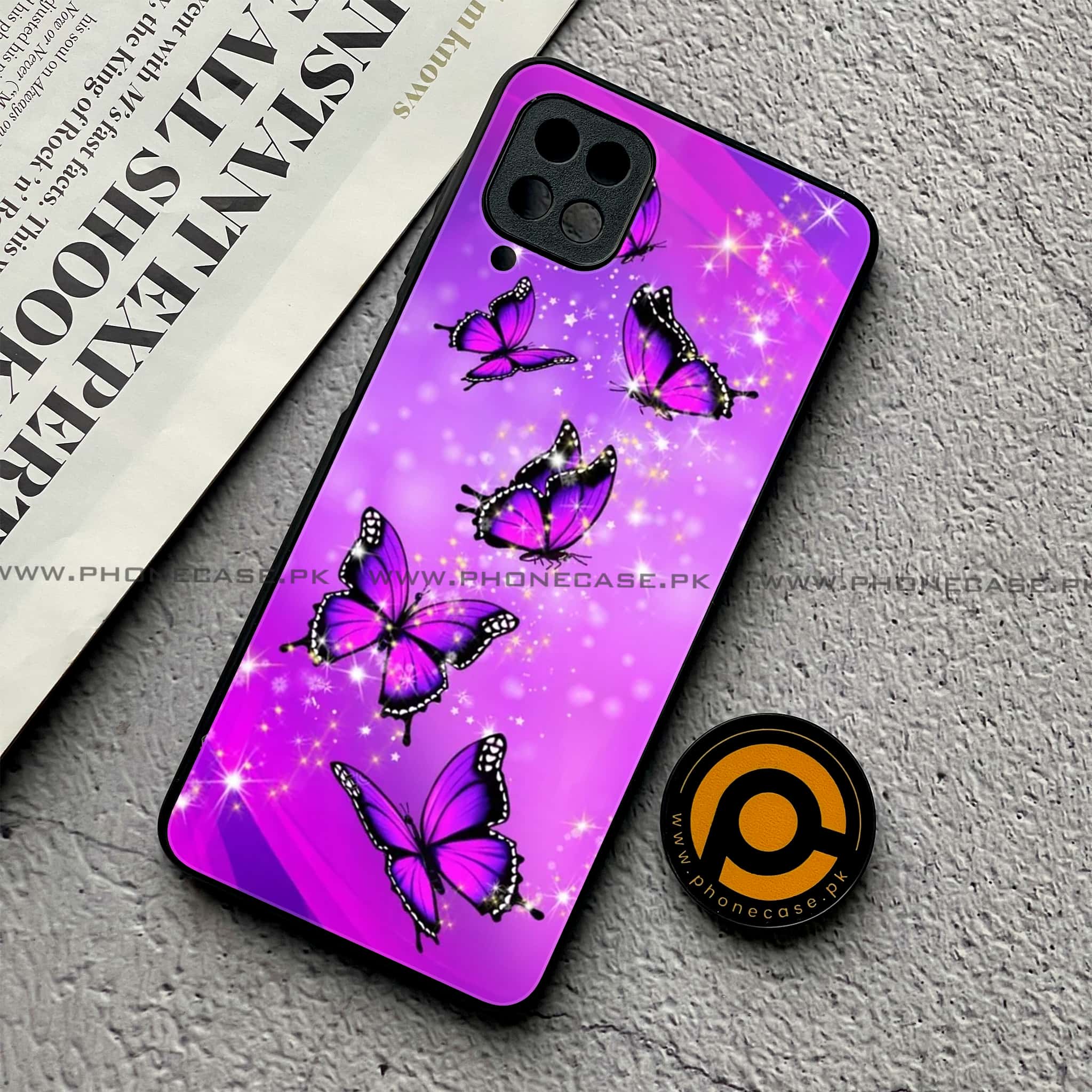 Samsung Galaxy A12 / A12 Nacho - Butterflies Design Series - Premium Printed Glass soft Bumper shock Proof Case
