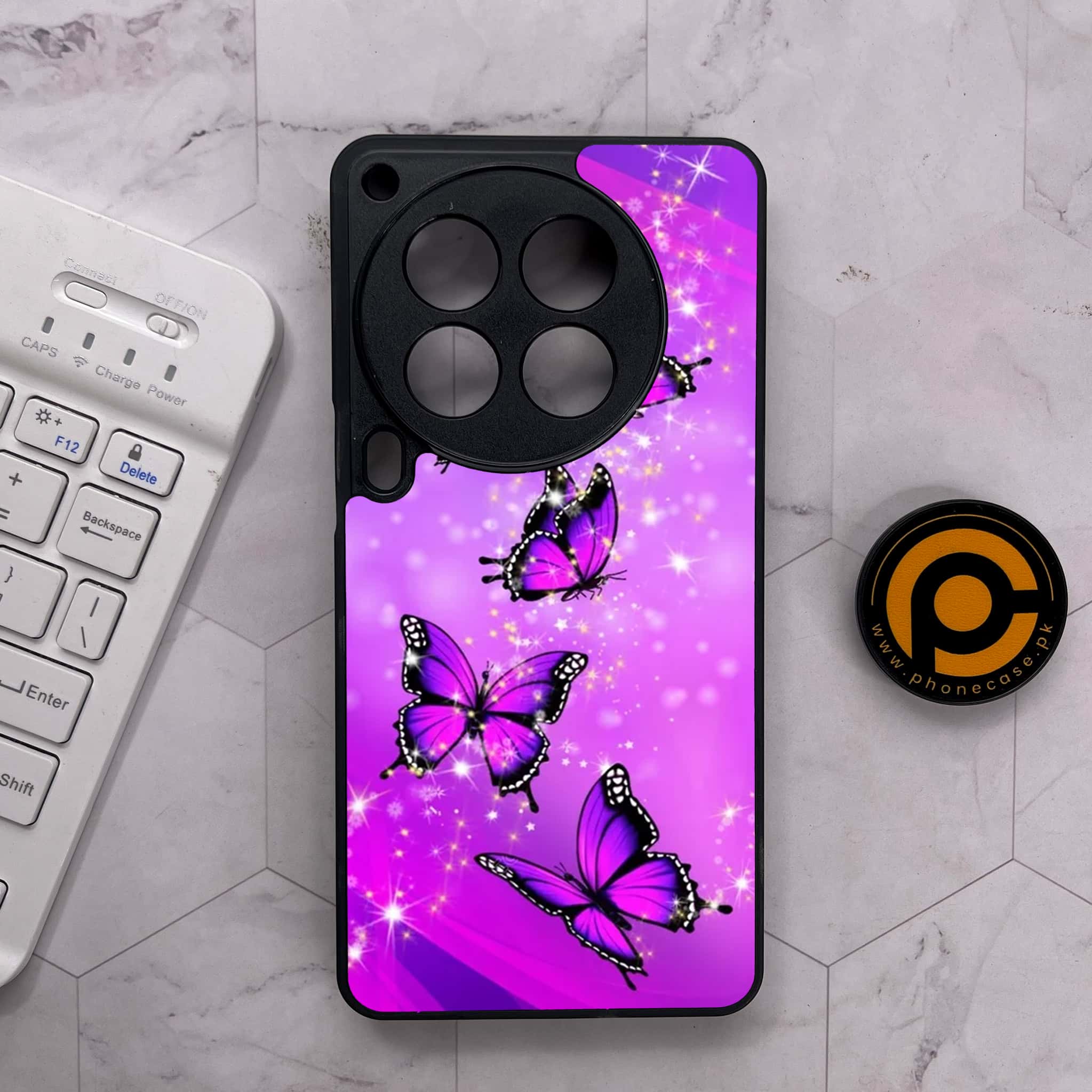 Tecno Camon 30 Premier - Butterflies Design Series - Premium Metal Printed soft Bumper shock Proof Case