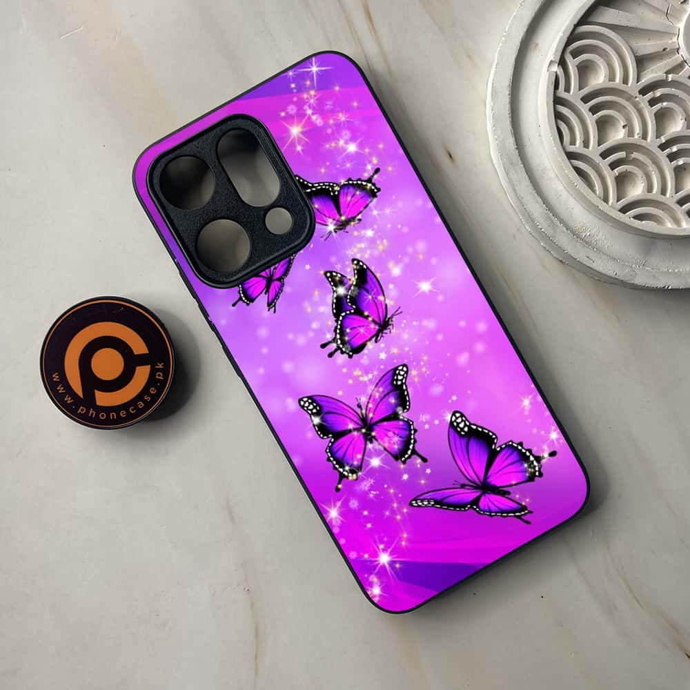 Oppo Reno 14 5G - Butterflies Design Series - Premium Metal Printed soft Bumper shock Proof Case