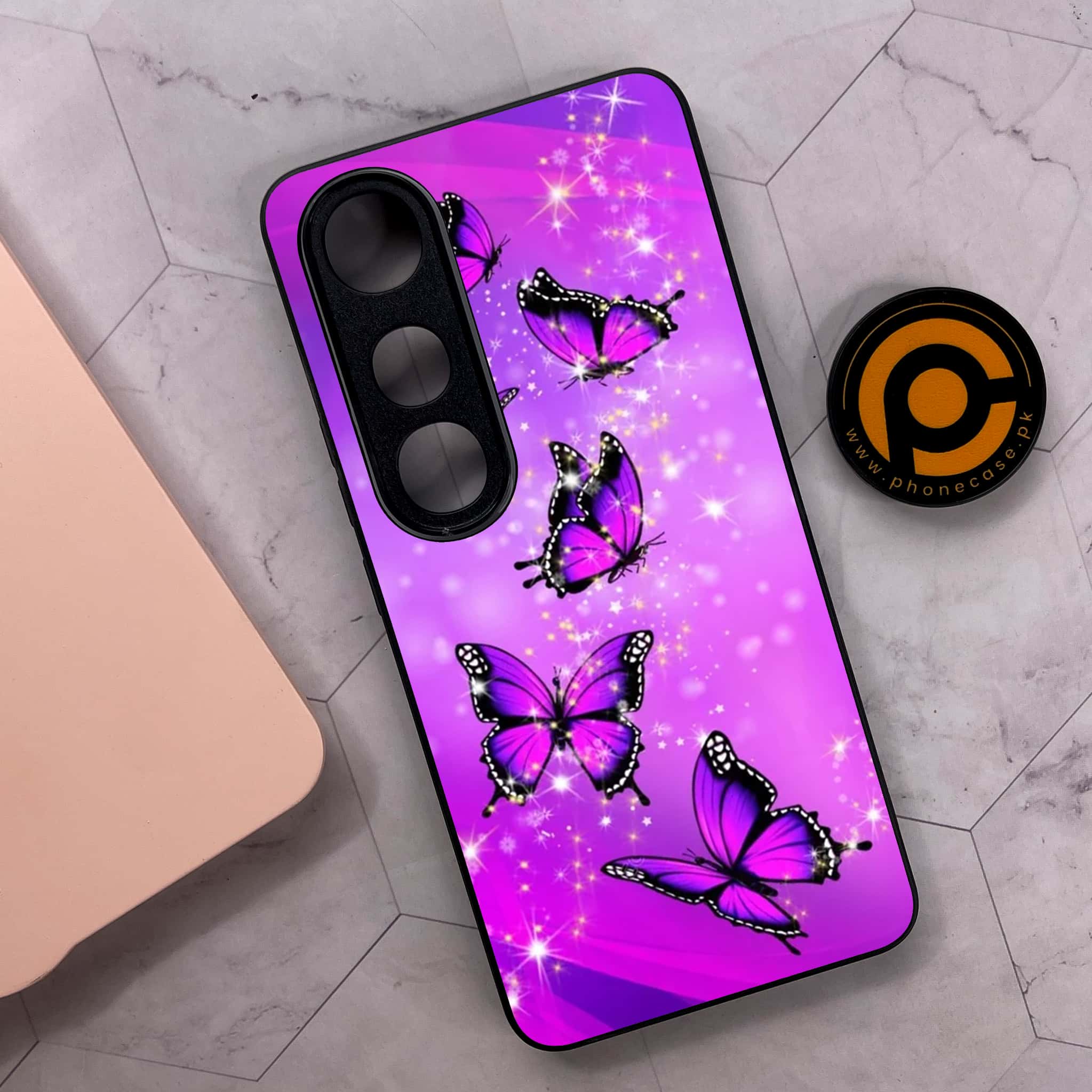 Vivo V50 Lite - Butterflies Design Series - Premium Metal Printed soft Bumper shock Proof Case