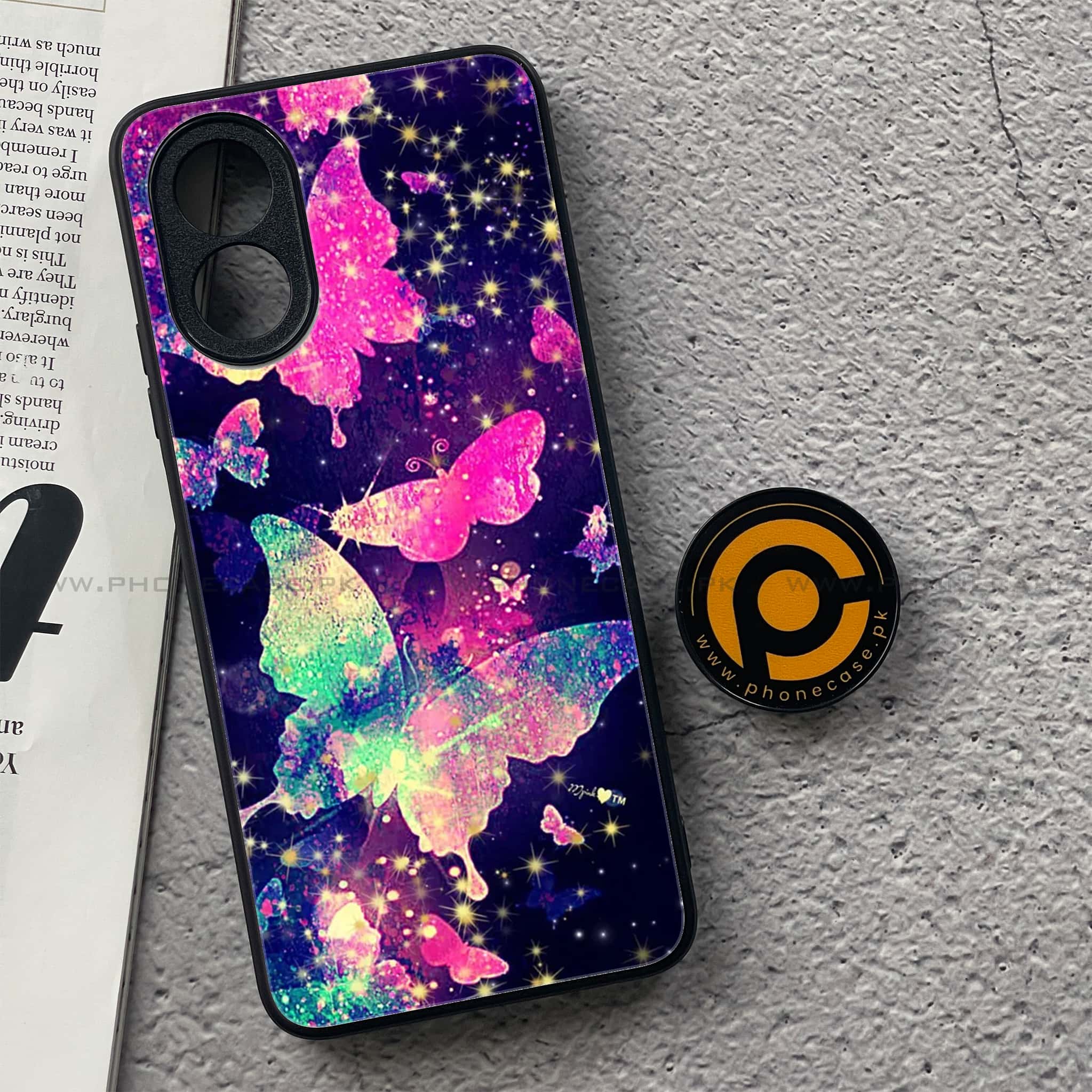 Oppo A18 4G - Butterflies Design Series - Premium Metal  Printed soft Bumper shock Proof Case