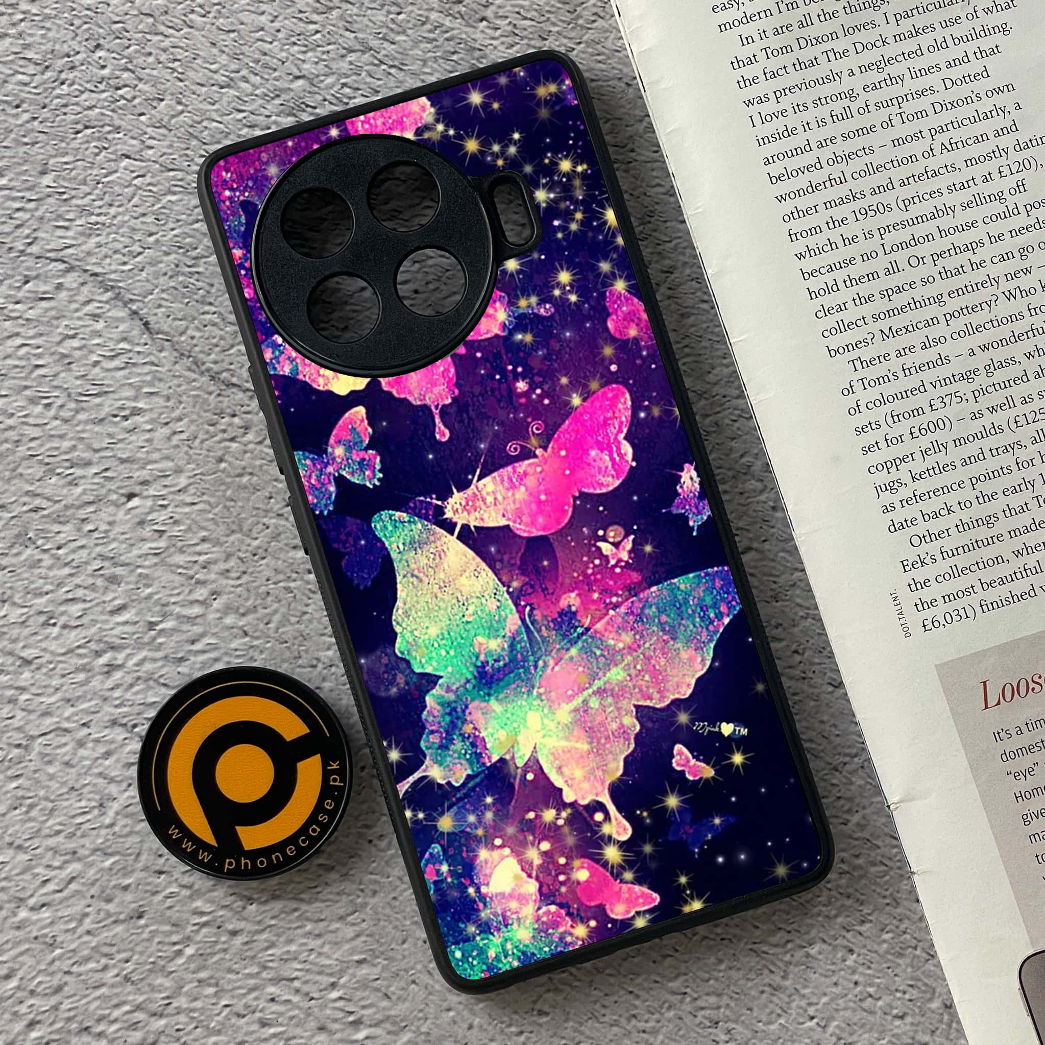 Tecno Spark 20 pro plus - Butterflies Design Series - Premium Metal Printed soft Bumper shock Proof Case