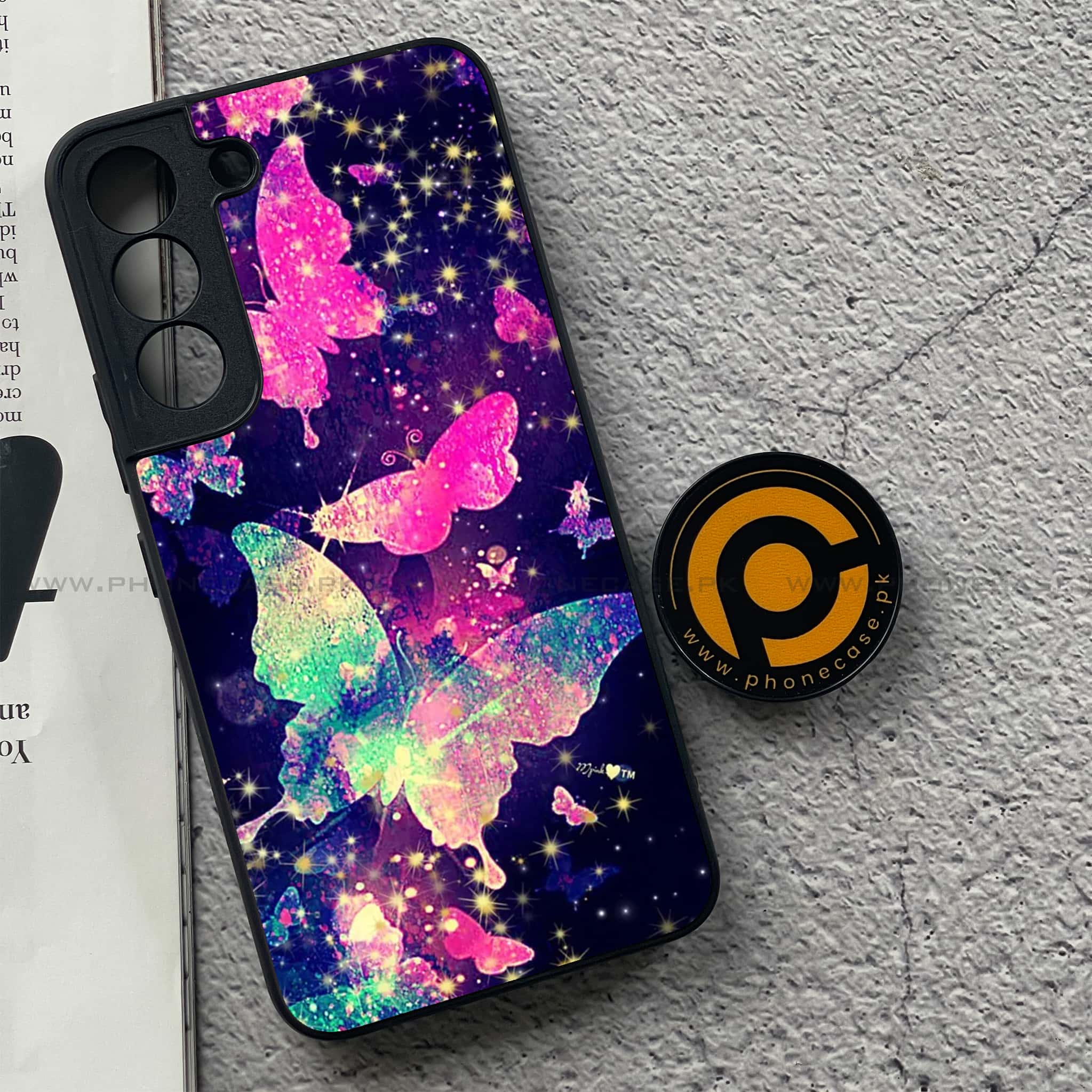 Samsung Galaxy S22 - Butterflies Design Series - Premium Metal Printed soft Bumper shock Proof Case