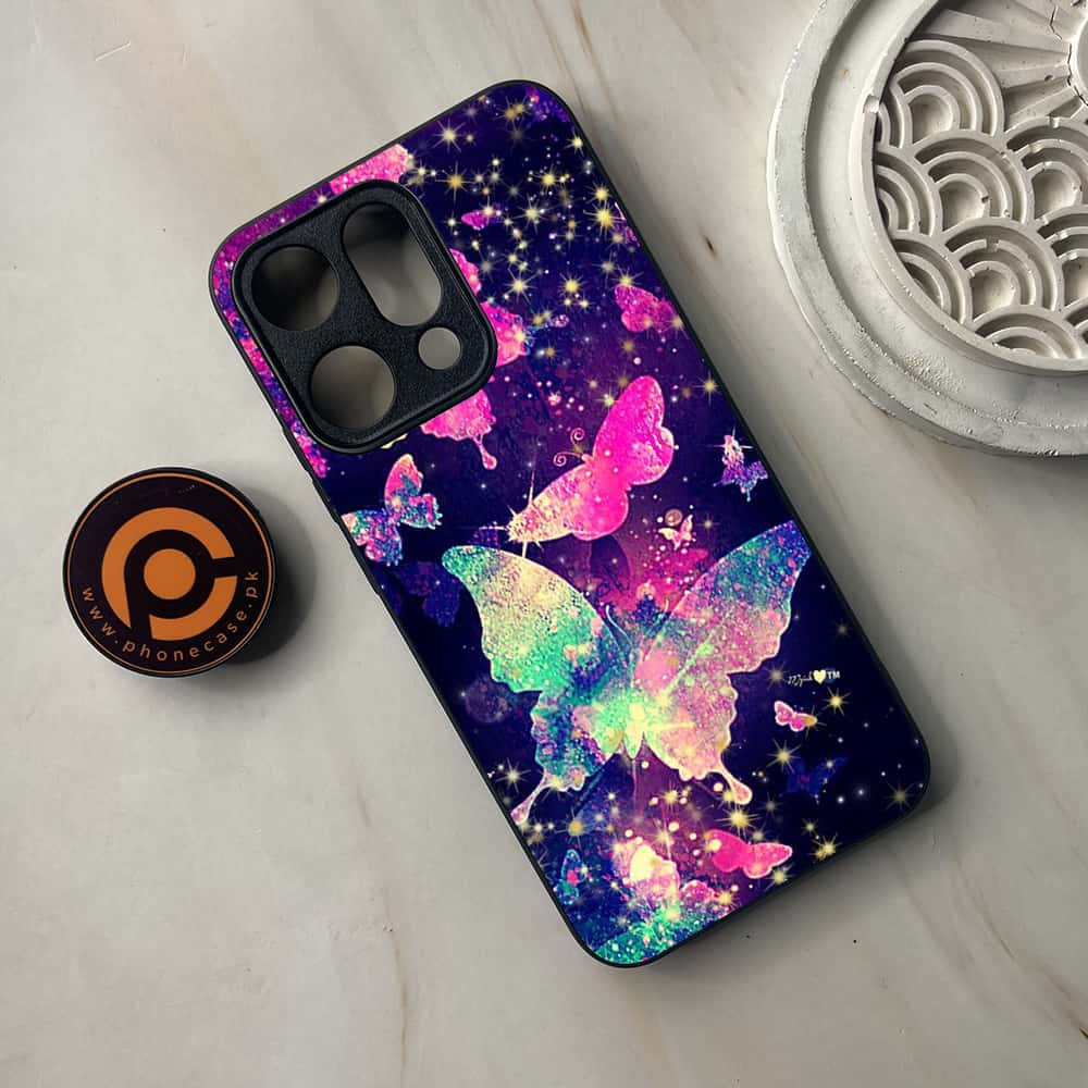 Oppo Reno 14 5G - Butterflies Design Series - Premium Metal Printed soft Bumper shock Proof Case